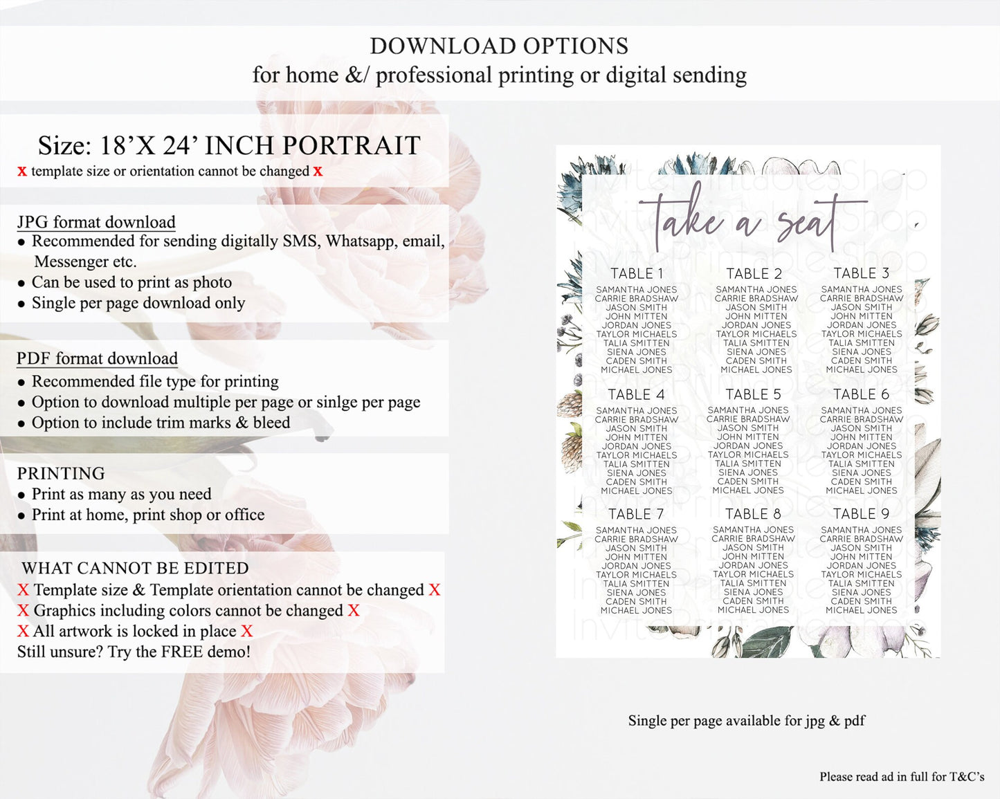 Secret Garden Seating Chart Wildflower Seating Chart Pastel Flowers Seating Chart Enchanted Garden Boho Floral Take A Seat Décor D10501