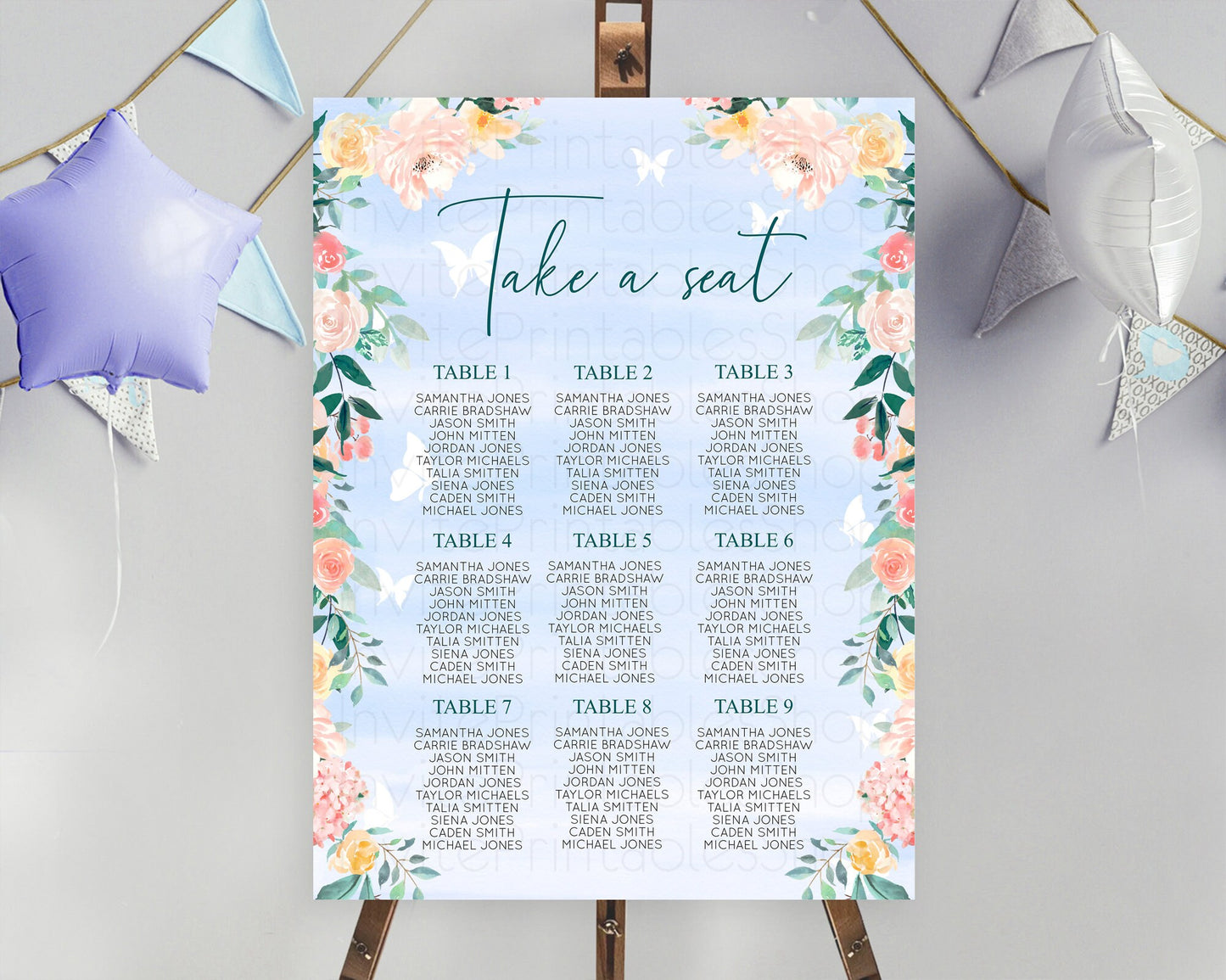 Secret Garden Seating Chart Wildflower Seating Chart Pastel Flowers Seating Chart Enchanted Garden Boho Floral Take A Seat Décor D10337