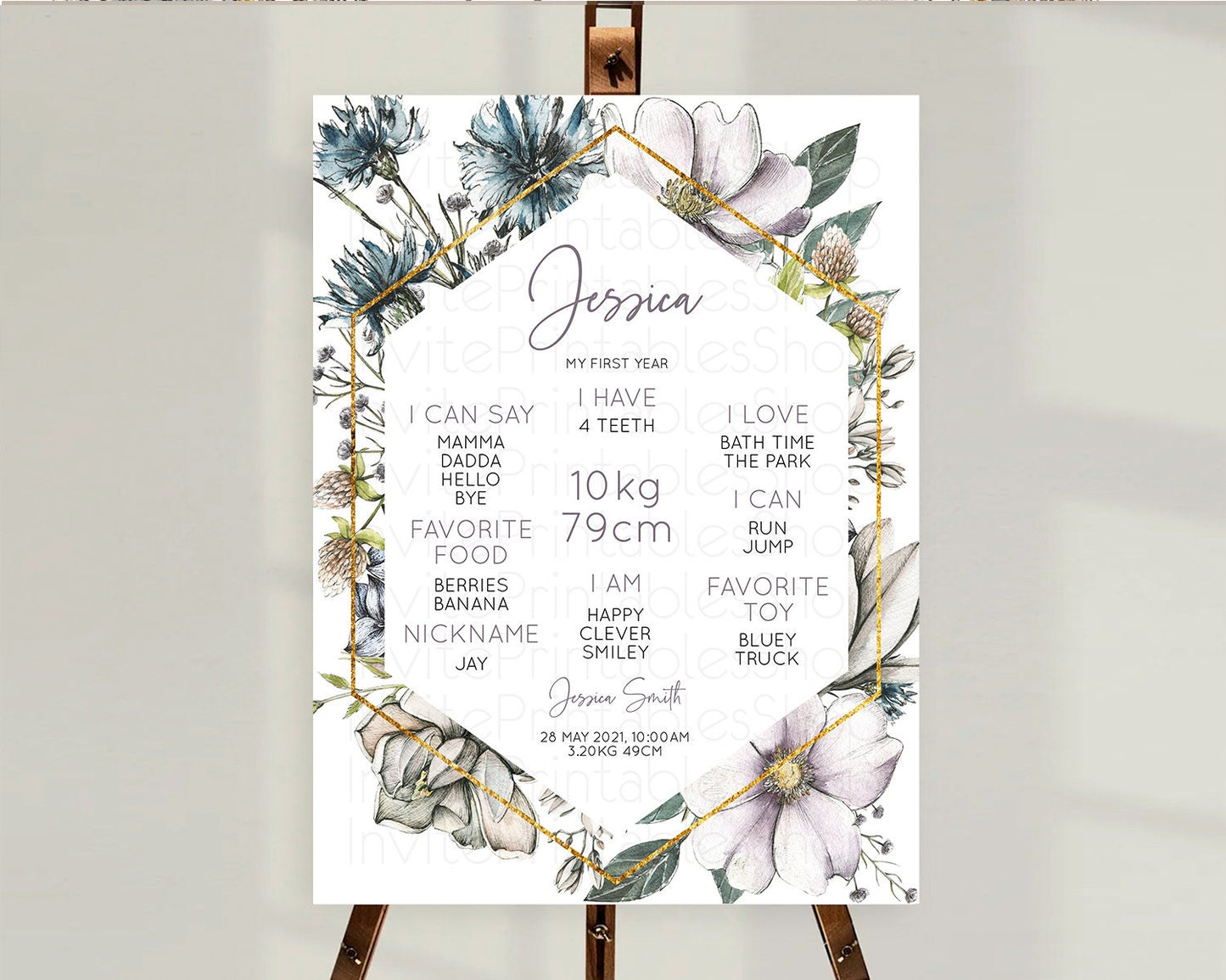 Secret Garden Milestone Board Wildflower First Birthday Milestone Poster Pastel Flowers Milestone Boho Wildflower 1st Birthday Sign D10501