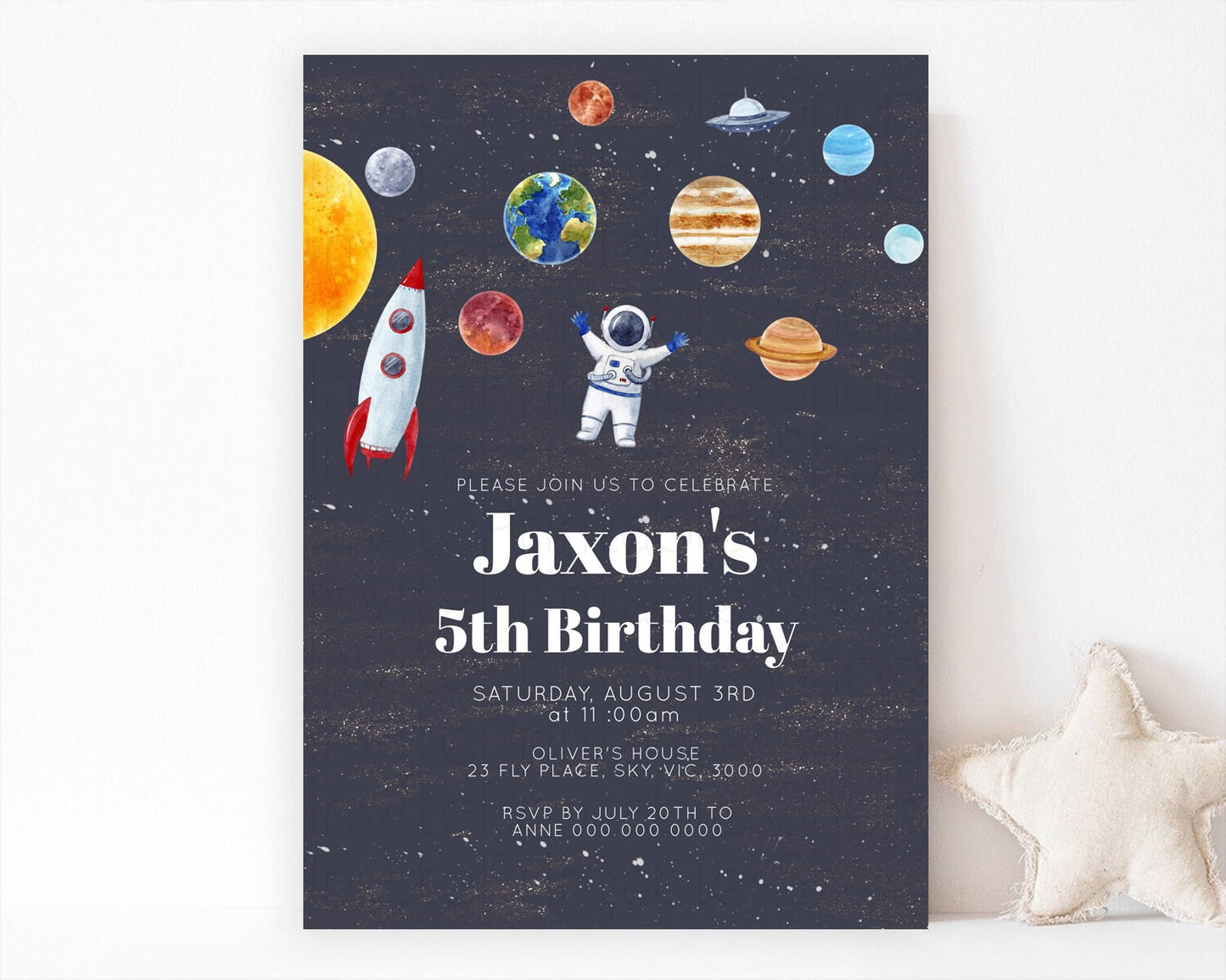 Space Birthday Invitation Space 1st Birthday Invites First Trip Around the Sun Invite Sky Stars Planets Milkyway Solar System Invite D10144