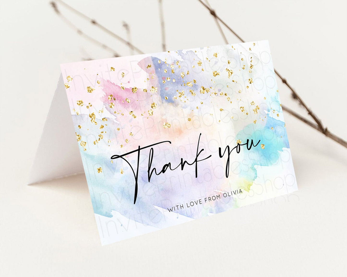 Editable Pastel Thank You Rainbow Thank You Card Colorful Pastel Birthday Th