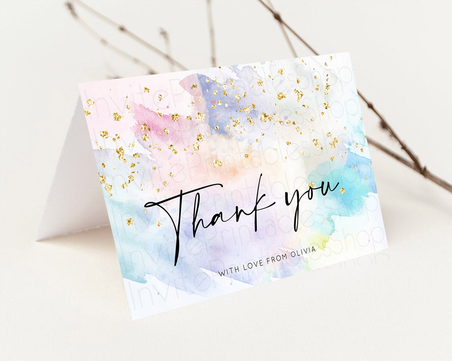 Editable Pastel Thank You Rainbow Thank You Card Colorful Pastel Birthday Th