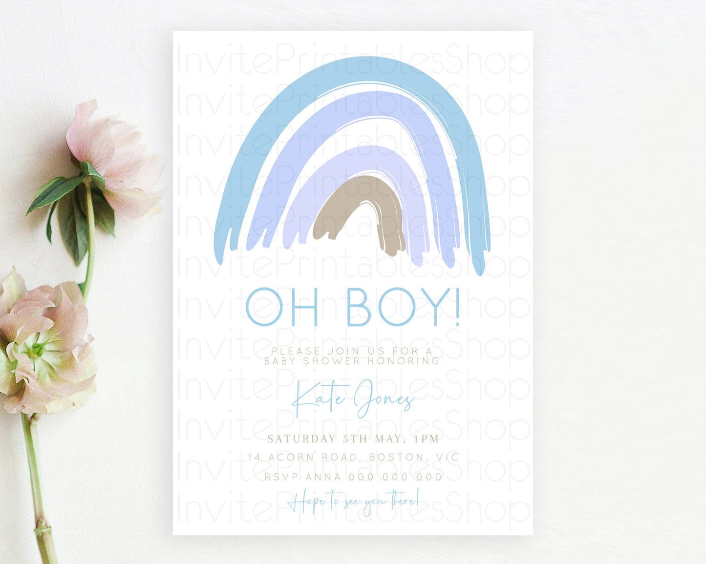 Pastel Rainbow Baby Shower Invitation Pastel Rainbow Invitation Rainbow Baby Invitation Pastel Invitation Boho Rainbow Invitation D10352