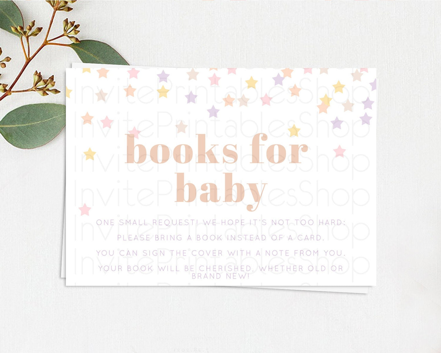 Pastel Star Books For Baby Card Shooting Star Book Insert Twinkle Little Star Book Card Rainbow Confetti Guests Book Poem Request D10810