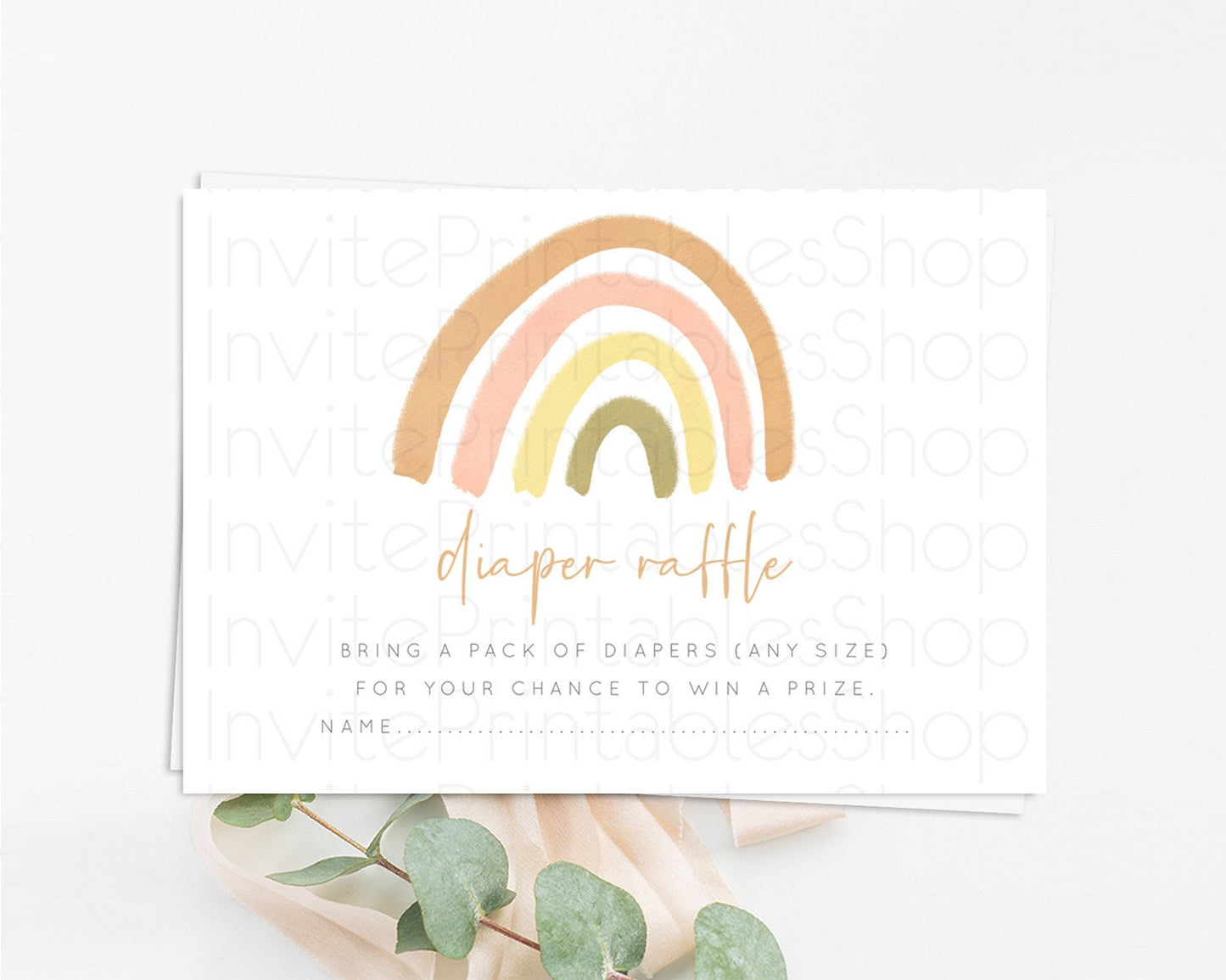 Pastel Rainbow Diaper Raffle Card Boho Rainbow Diaper Insert Boho Rainbow Diaper Ticket Pastel Watercolor Baby Shower Raffle Game D10684