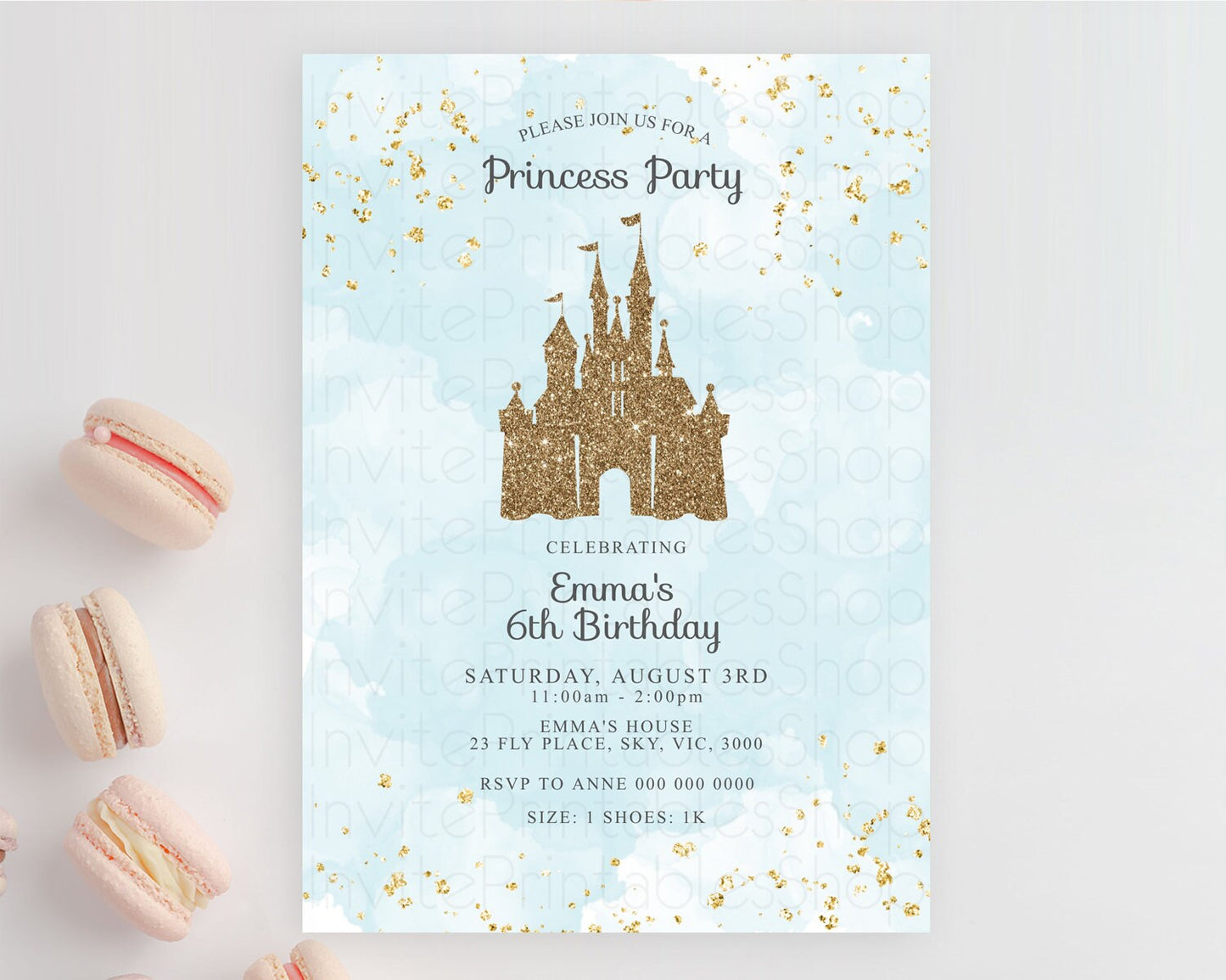 Princess Birthday Invitation Princess Invitation Pastel Invitation Royal Birthday Rainbow Color Enchanted Castle 1st First Birthday D10702