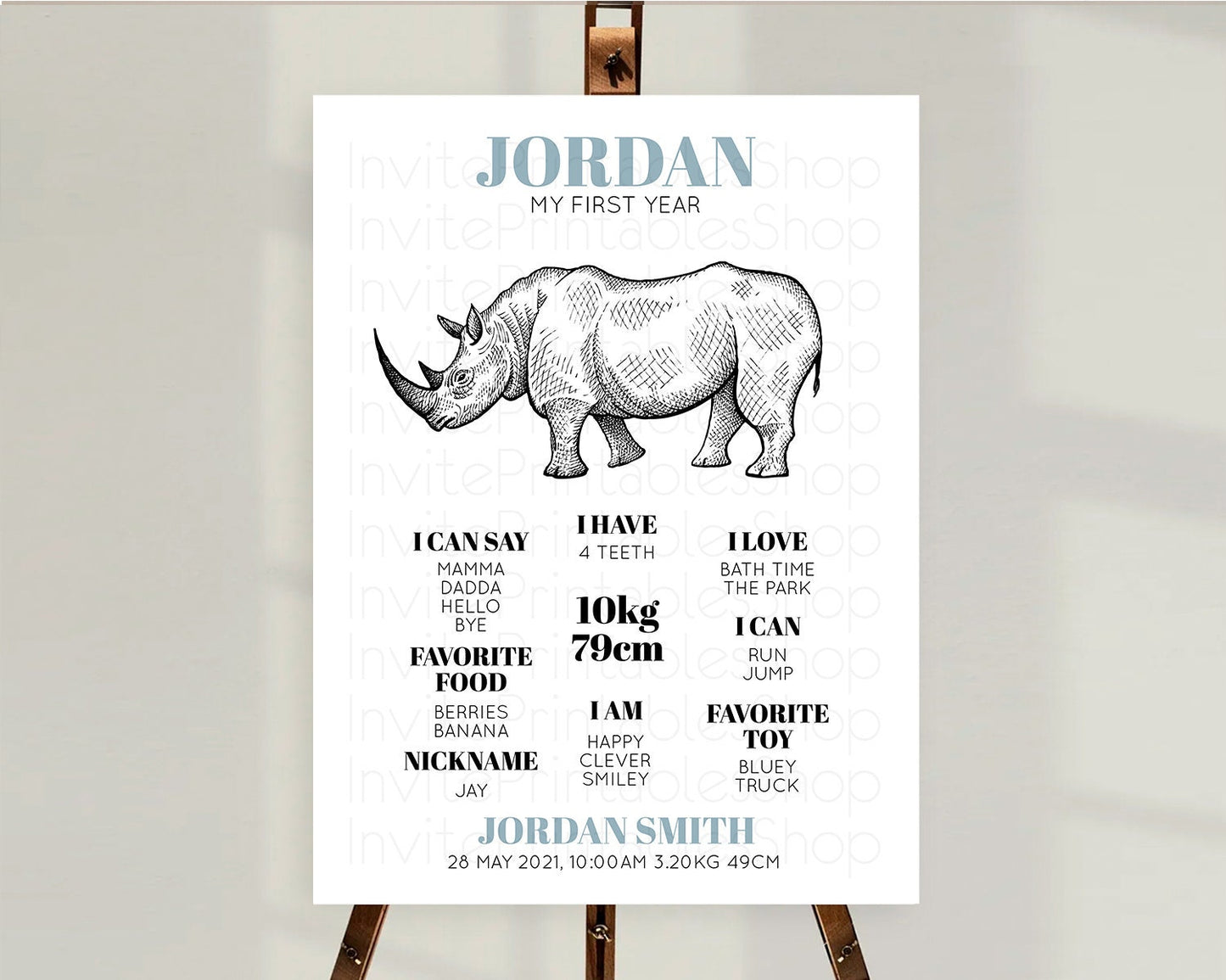 Rhino First Birthday Milestone Board Rhino Milestone Poster Rhino Decor Safari Adventure Rhino First Birthday Welcome Sign D10253