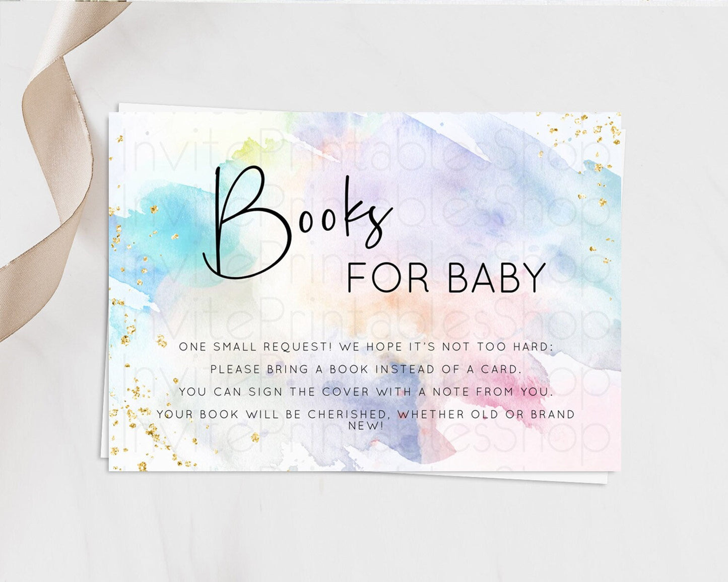 Pastel Books For Baby Card Pastel Rainbow Book Insert Colorful Ombre Watercolor Book Card Confetti Glitter Baby Book Poem Request D10422