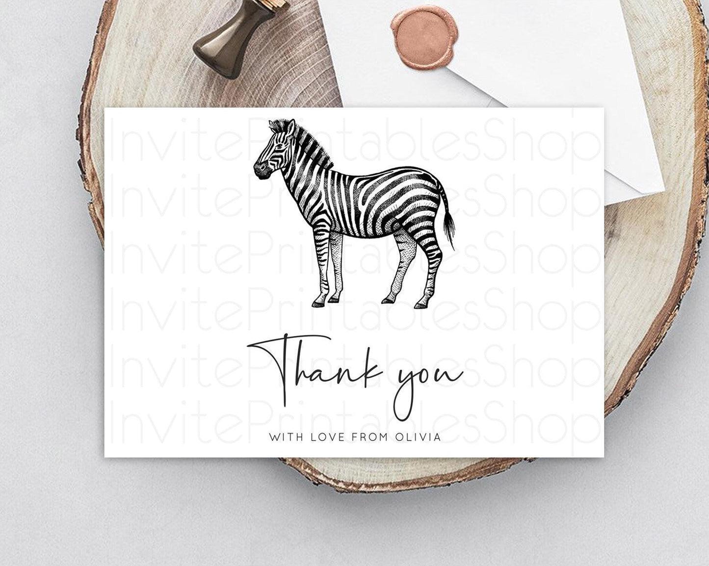 Zebra Thank You Zebra Thank You Card Zebra Birthday Thank You Cards Safari Dried Palm Fern Zebra Teacher Thank You Card Template D10249