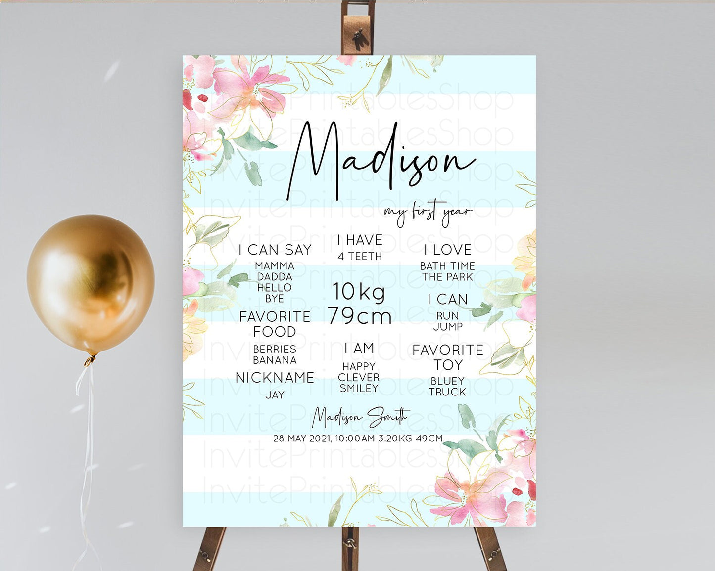 Secret Garden Milestone Board Wildflower First Birthday Milestone Poster Pastel Flowers Milestone Boho Wildflower 1st Birthday Sign D10303