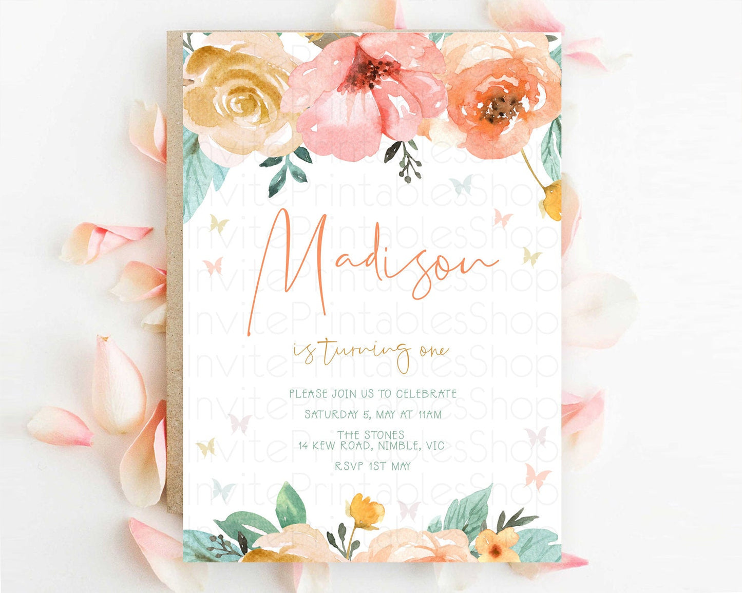 Secret Garden Invitation Wildflower Birthday Invitation Pastel Flowers Invite Enchanted Garden Boho Floral 3rd 2nd First Birthday D10347