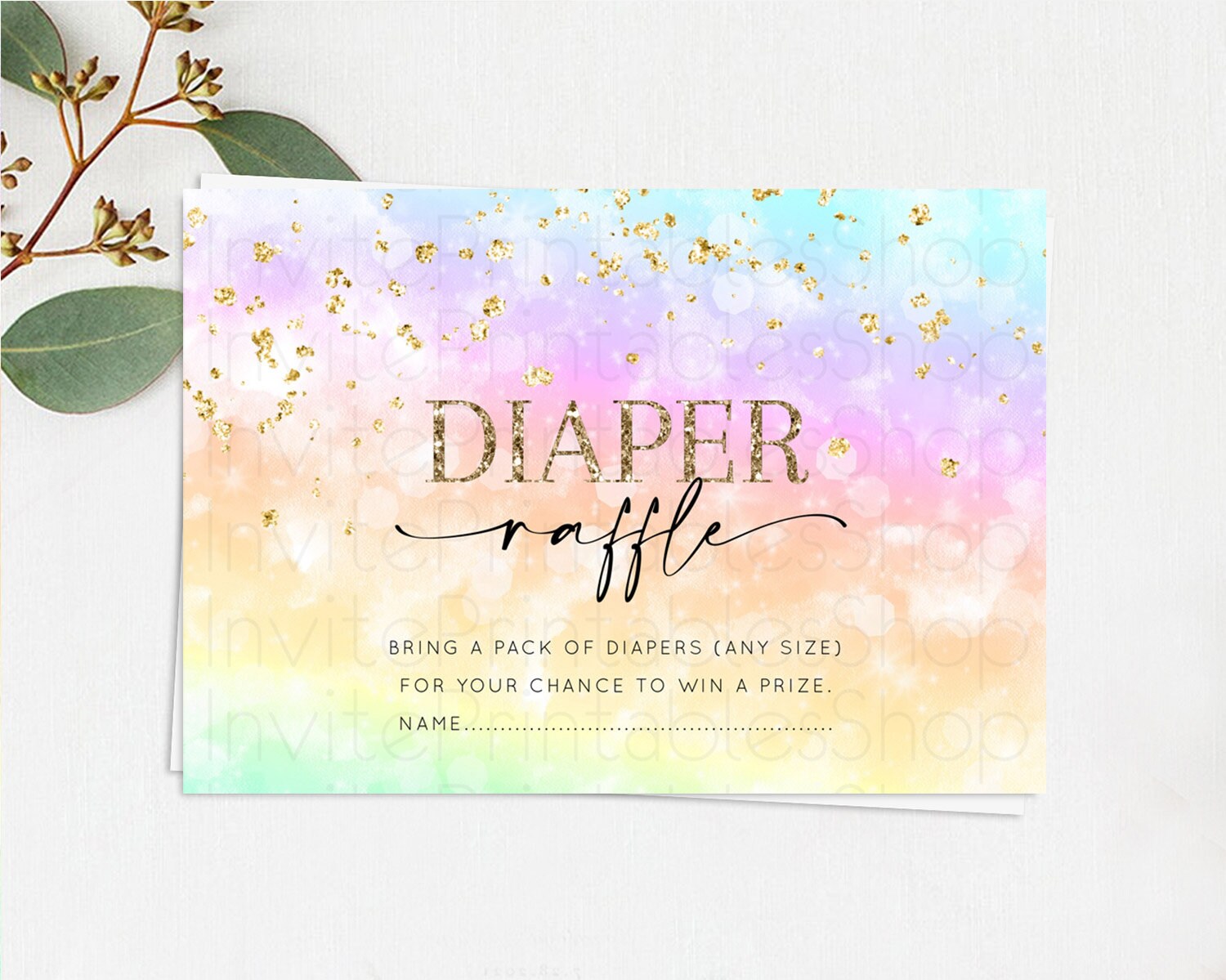 Editable Pastel Diaper Raffle Card Pastel Rainbow Diaper Raffle Insert Color