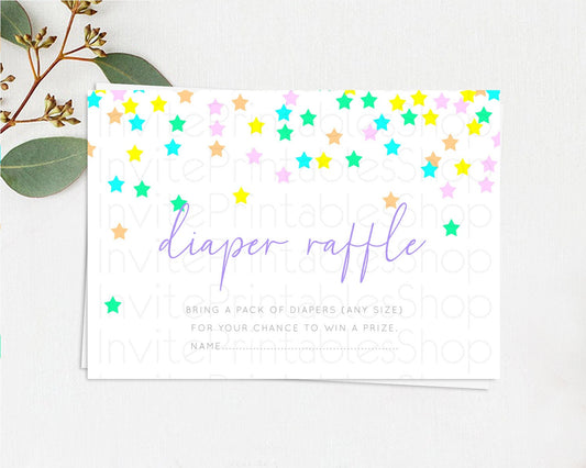 Editable Pastel Star Diaper Raffle Card Shooting Star Diaper Raffle Insert T