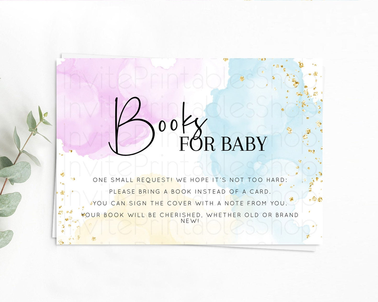 Pastel Books For Baby Card Pastel Rainbow Book Insert Colorful Ombre Watercolor Book Card Confetti Glitter Baby Book Poem Request D10155
