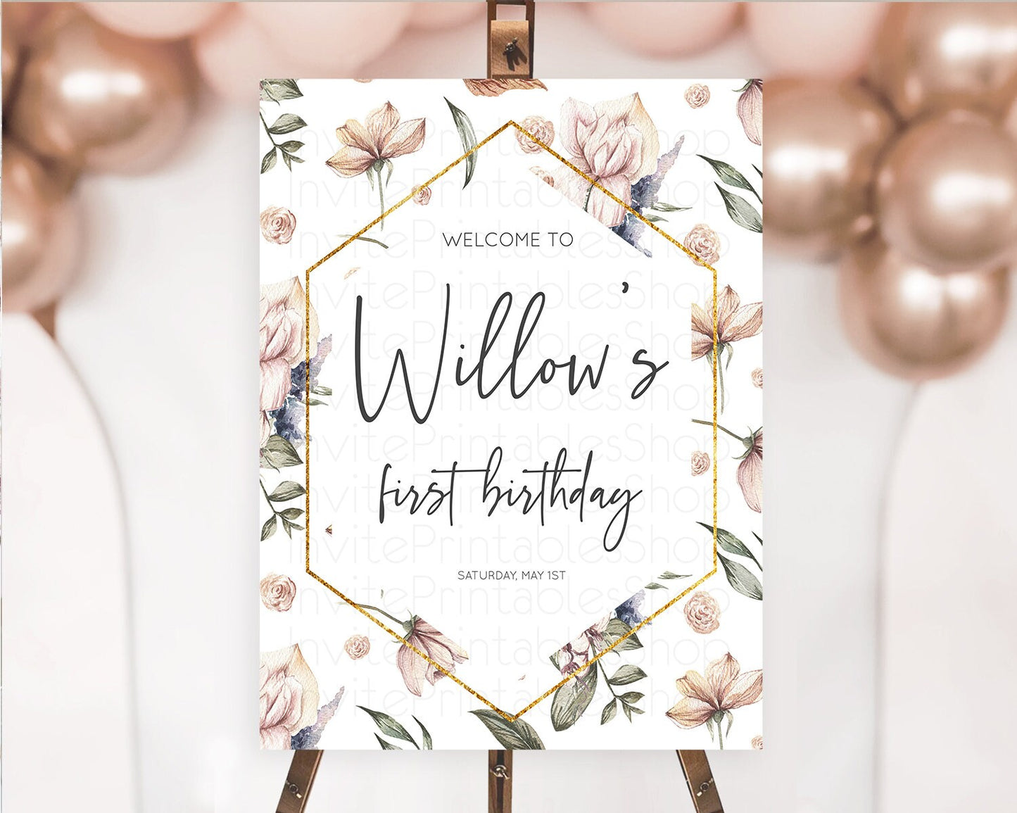 Secret Garden Welcome Sign Wildflower Welcome Board Pastel Flower Garden Welcome Poster Boho Wildflower First Birthday Welcome Sign D10504