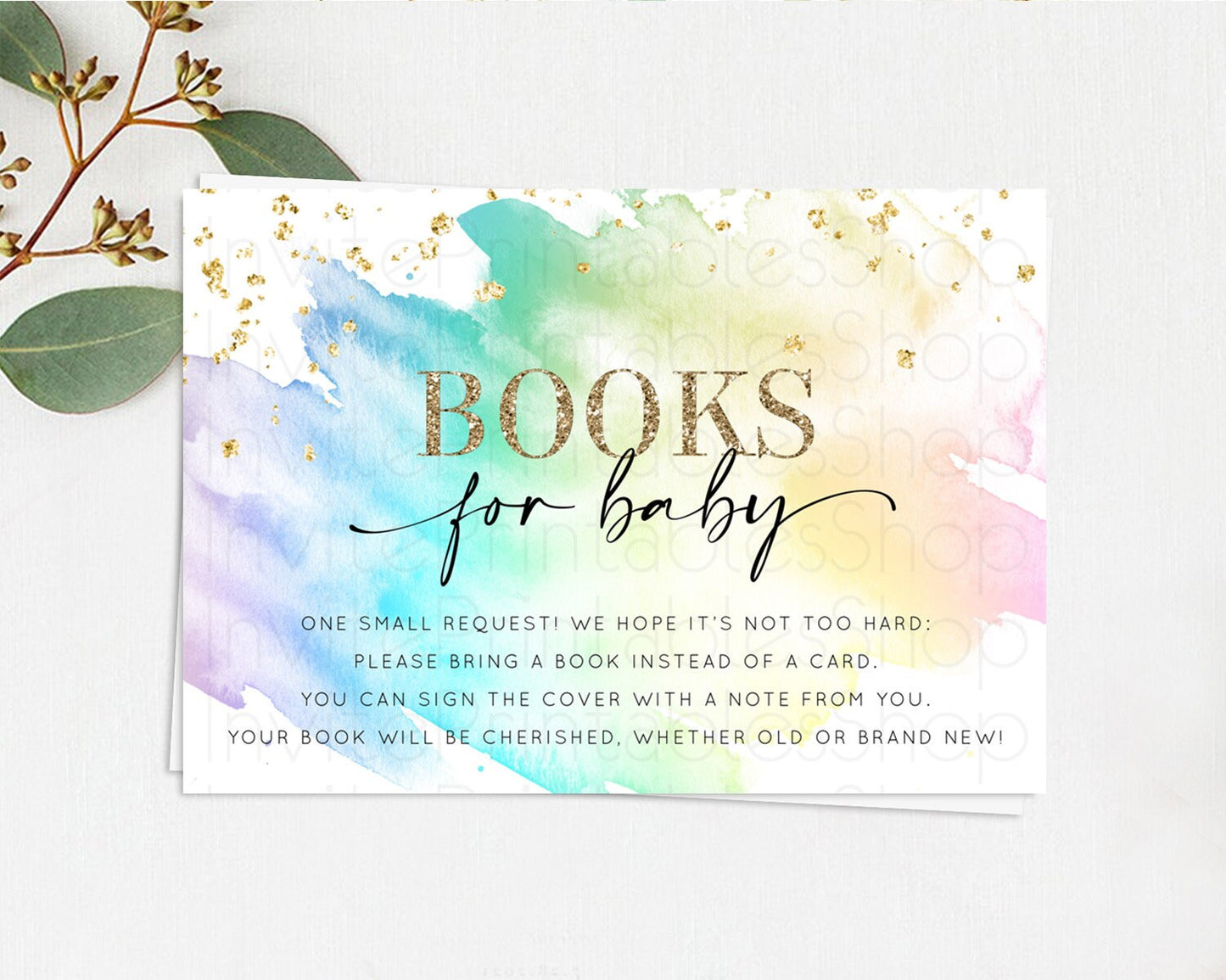 Pastel Books For Baby Card Pastel Rainbow Book Insert Colorful Ombre Watercolor Book Card Confetti Glitter Baby Book Poem Request D11028