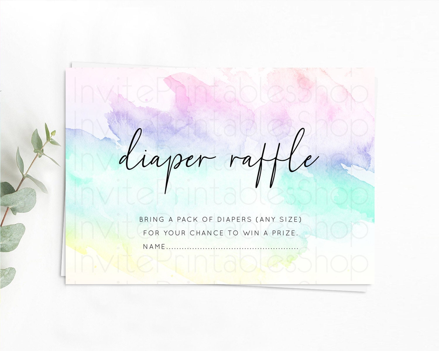 Editable Pastel Diaper Raffle Card Pastel Rainbow Diaper Raffle Insert Color