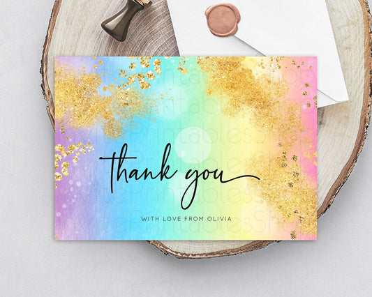 Editable Pastel Thank You Rainbow Thank You Card Colorful Pastel Birthday Th