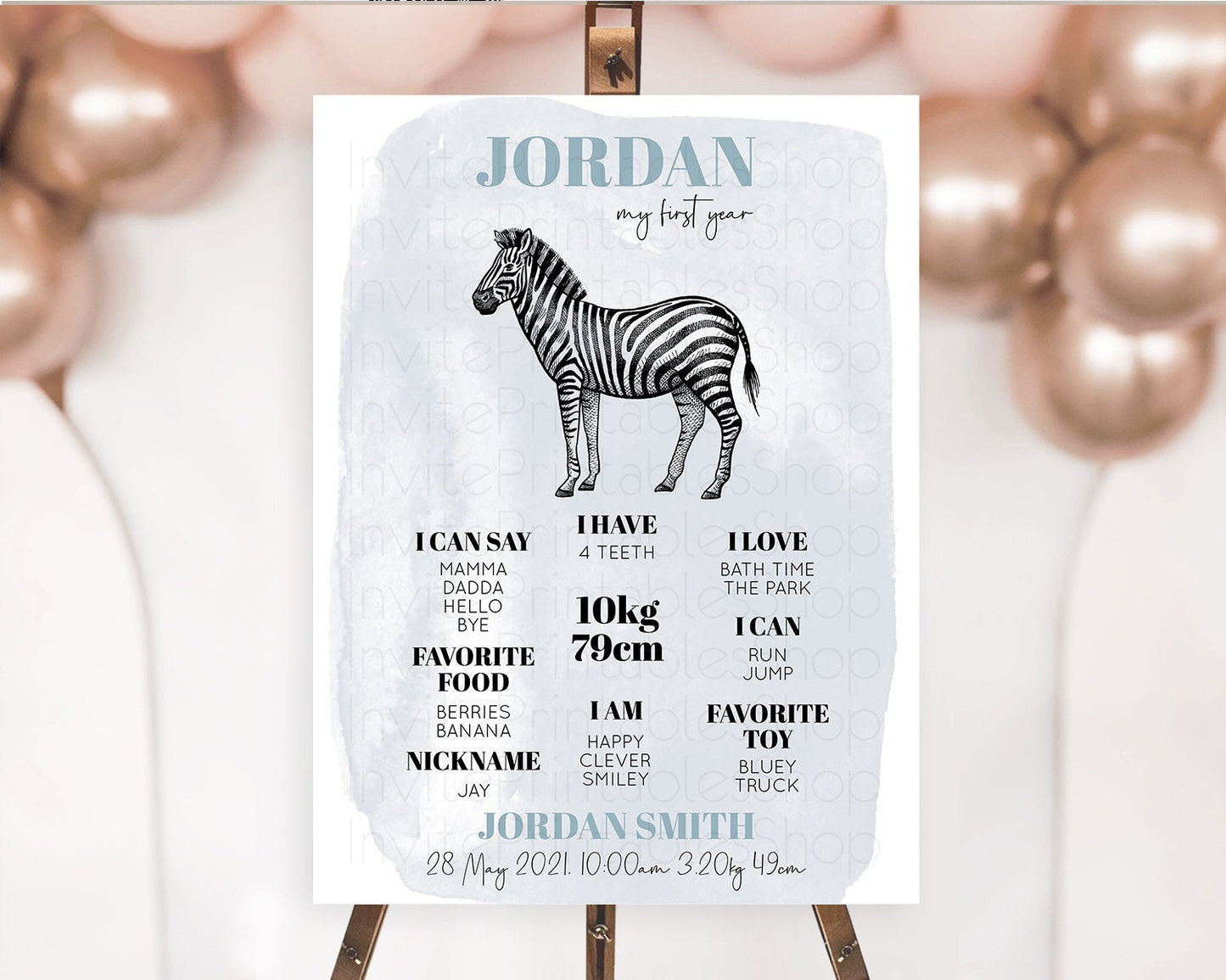 Zebra First Birthday Milestone Board Zebra Milestone Poster Zebra Decor Safari Adventure Zebra First Birthday Welcome Sign D10814