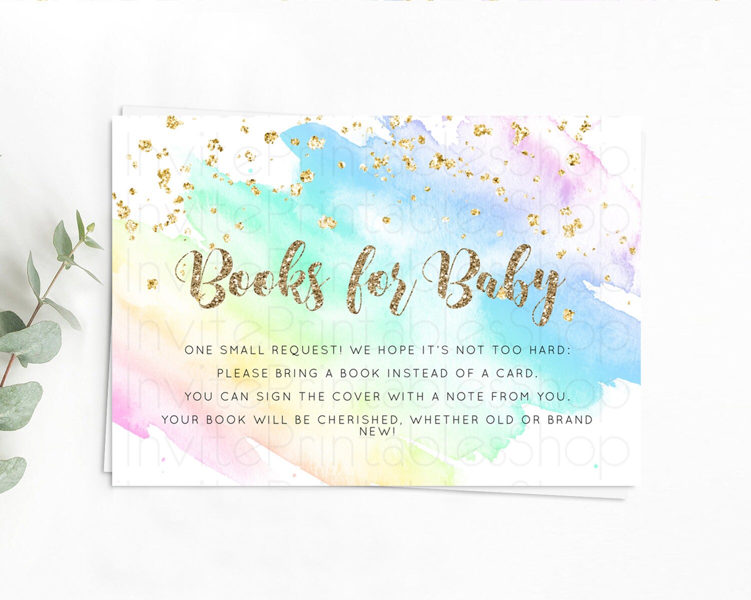 Editable Pastel Books For Baby Card Pastel Rainbow Book Insert Colorful Ombr
