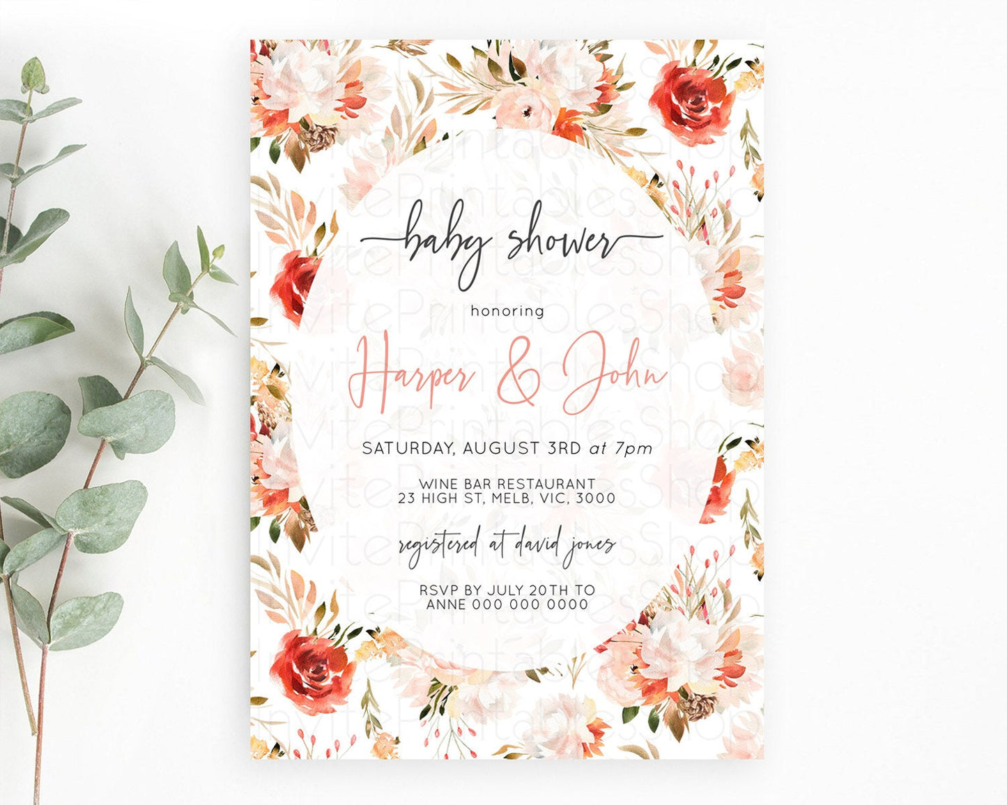 Wildflower Baby Shower Invitation Secret Garden Baby Shower Invitation Pastel Flowers Invite Enchanted Garden Shower Floral Theme D10540