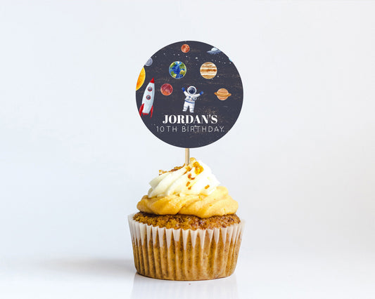 Editable Space Cupcake Toppers Space Decor First Trip Around the Sun Decor D