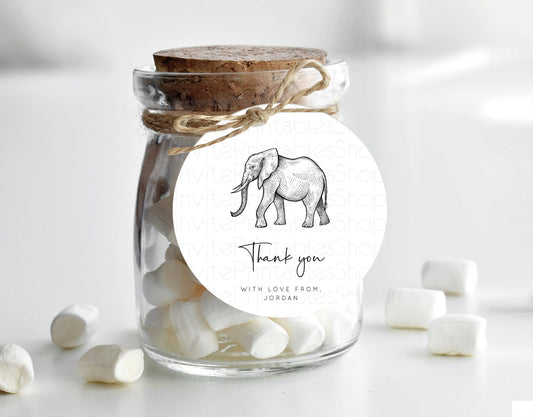 Elephant Thank You Tags Elephant Thank You Gift Tags Elephant Party Favor Tags Safari Zoo Decor Elephant First Birthday Thank You D10248