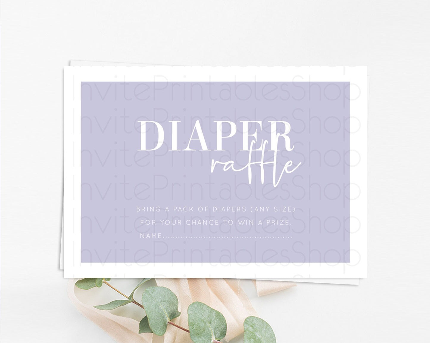 Purple Diaper Raffle Card Plain Purple Diaper Insert Minimalist Pastel Purple Diaper Ticket Purple Simple Baby Shower Raffle Game D10942