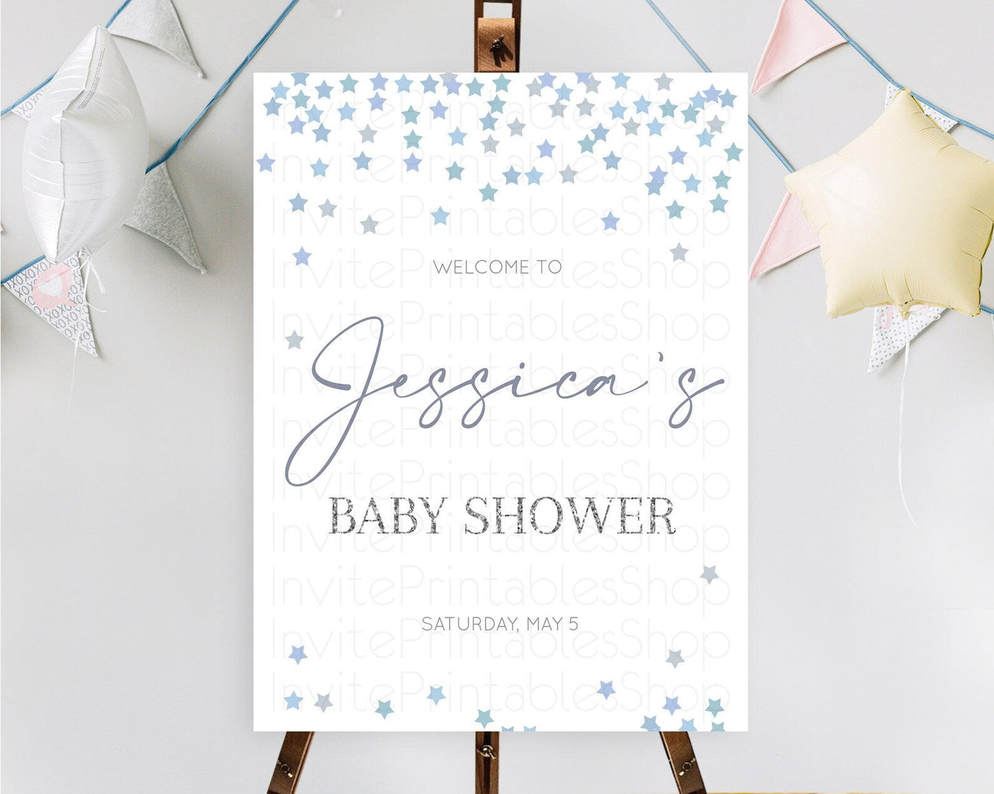 Star Baby Shower Welcome Board Pastel Stars Welcome Sign Shooting Star Rainbow Colorful Confetti Twinkle Little Star Welcome Sign D10341
