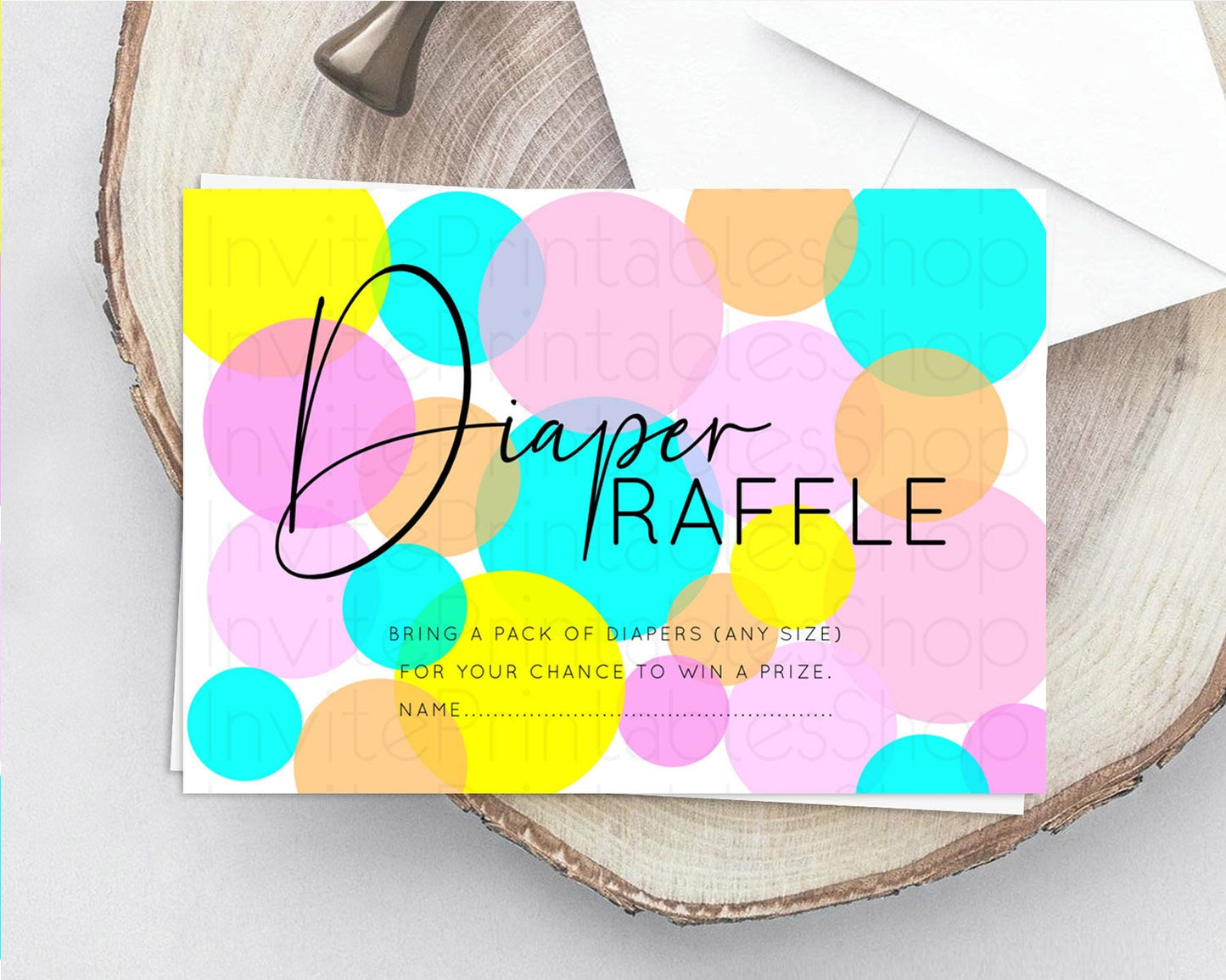 Rainbow Diaper Raffle Card Pastel Sprinkles Diaper Raffle Insert Rainbow Confetti Diaper Ticket Colorful Bubbles Pastel Raffle Game D10380