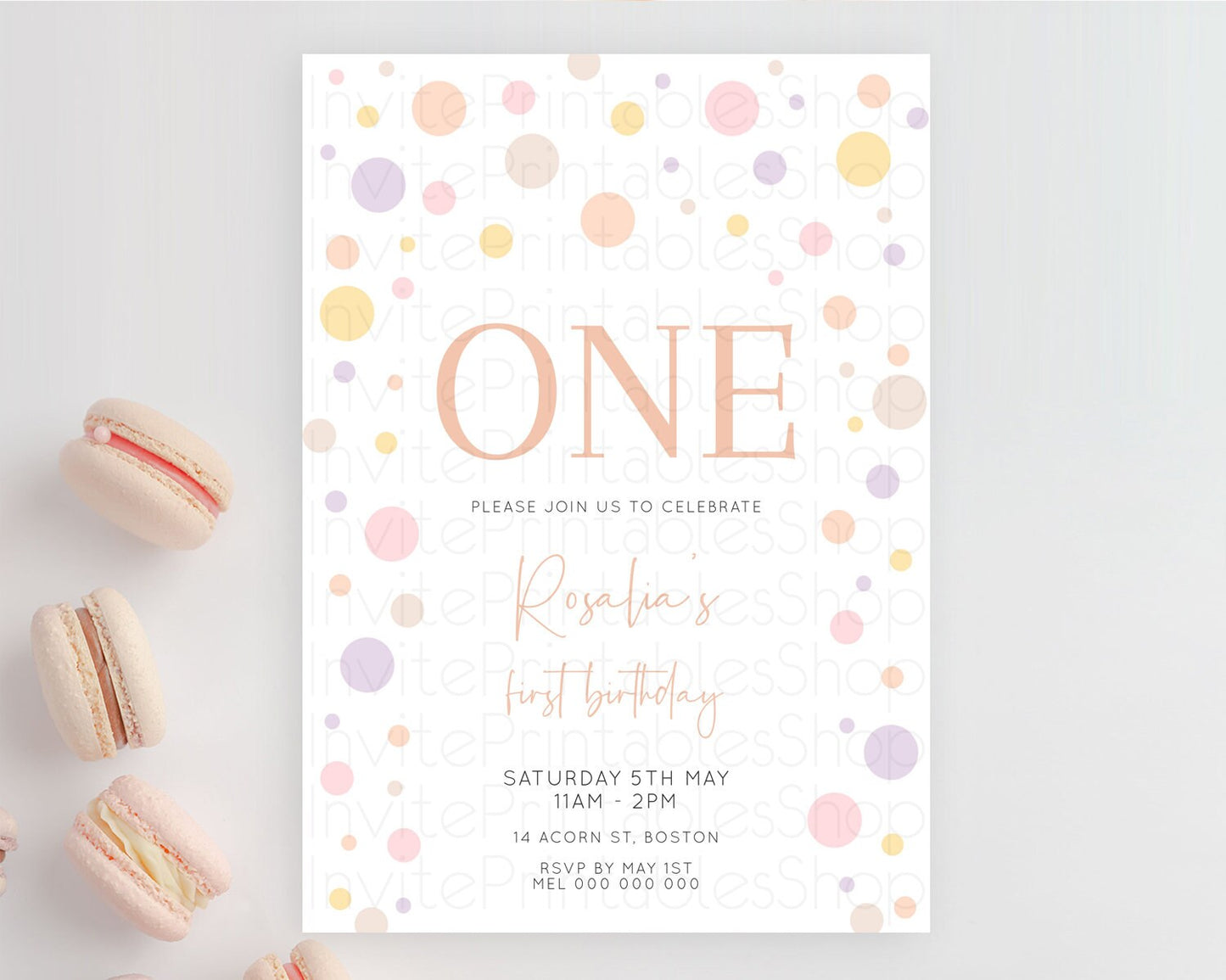 Pastel Birthday Invitation Pastel Confetti Birthday Invitation Bubbles Invitation Colorful Rainbow Confetti 2nd 1st First Birthday D10759