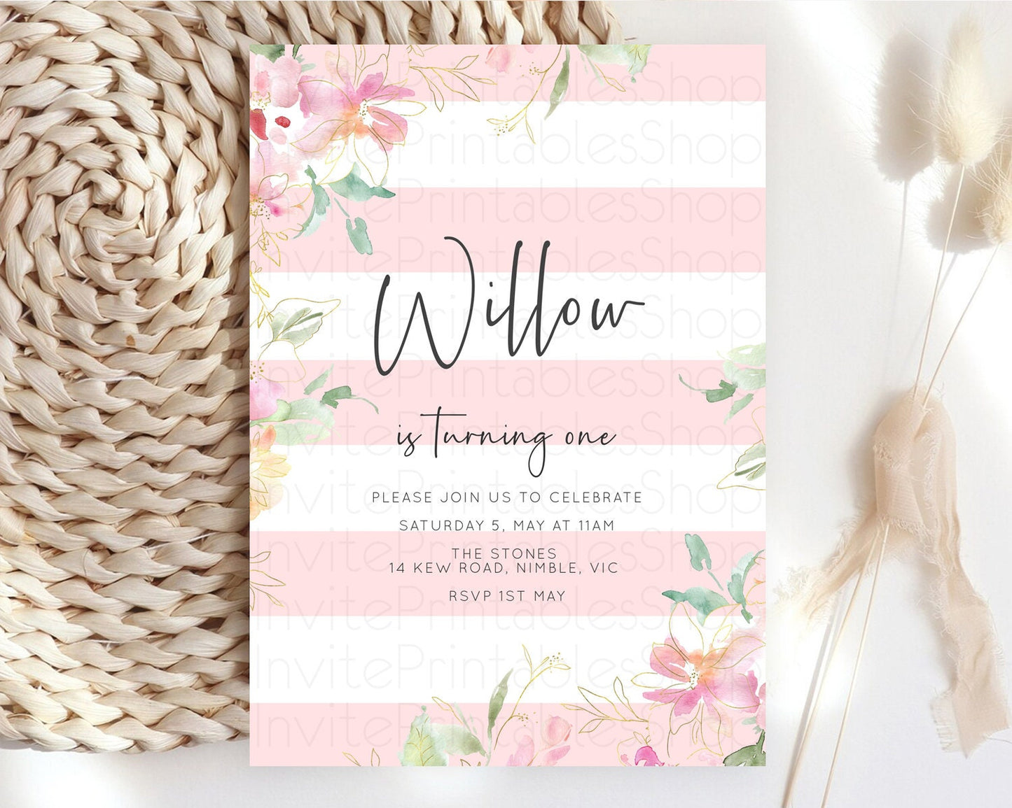 Secret Garden Invitation Wildflower Birthday Invitation Pastel Flowers Invite Enchanted Garden Boho Floral 3rd 2nd First Birthday D10300
