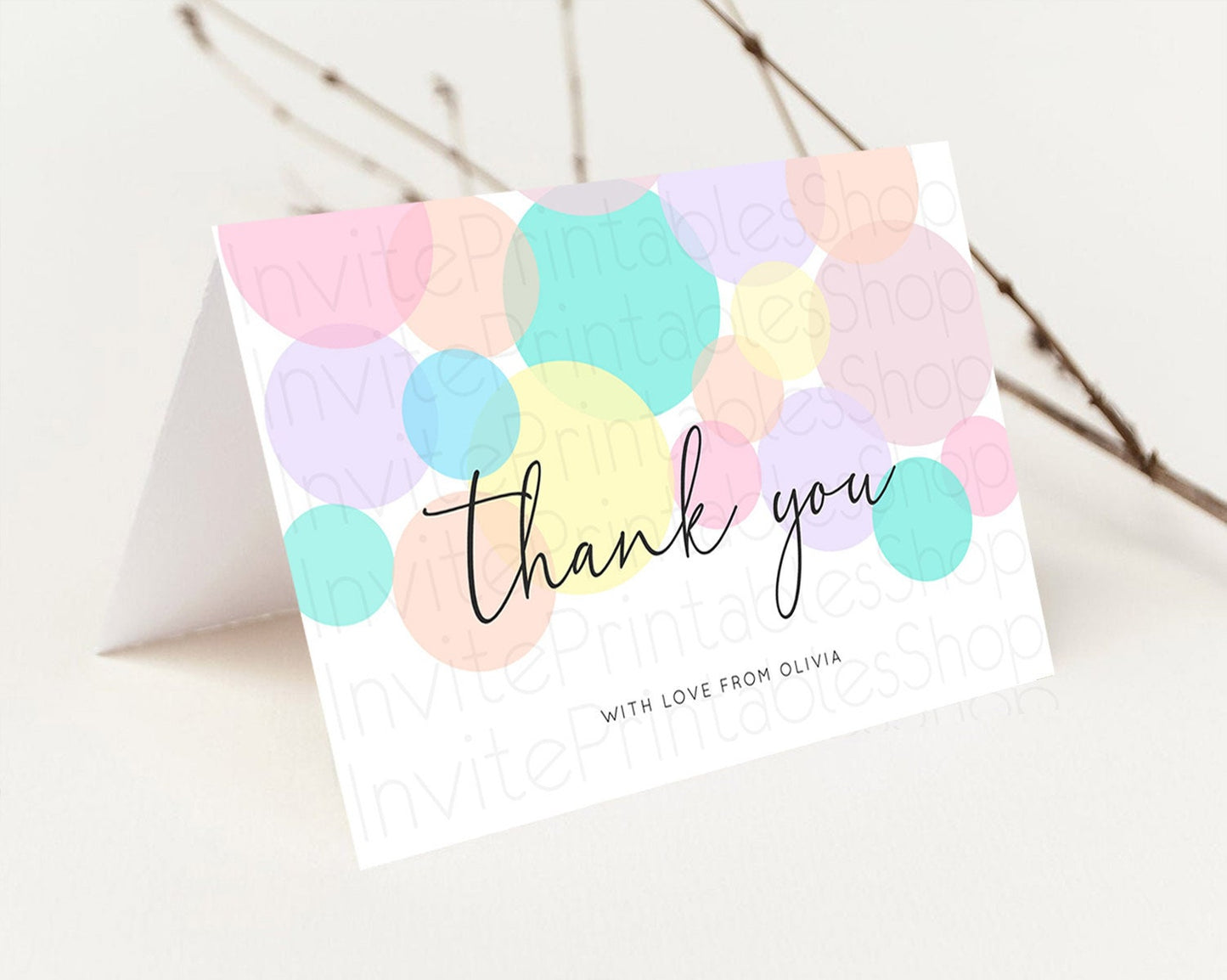 Rainbow Thank You Pastel Thank You Card Pastel Rainbow Birthday Thank You Confetti Colorful Pastel Cards Teacher Thank You Cards D10784