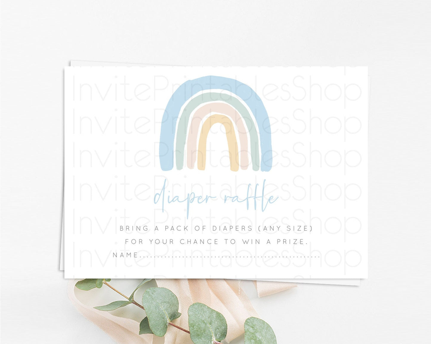 Pastel Rainbow Diaper Raffle Card Boho Rainbow Diaper Insert Boho Rainbow Diaper Ticket Pastel Watercolor Baby Shower Raffle Game D10200