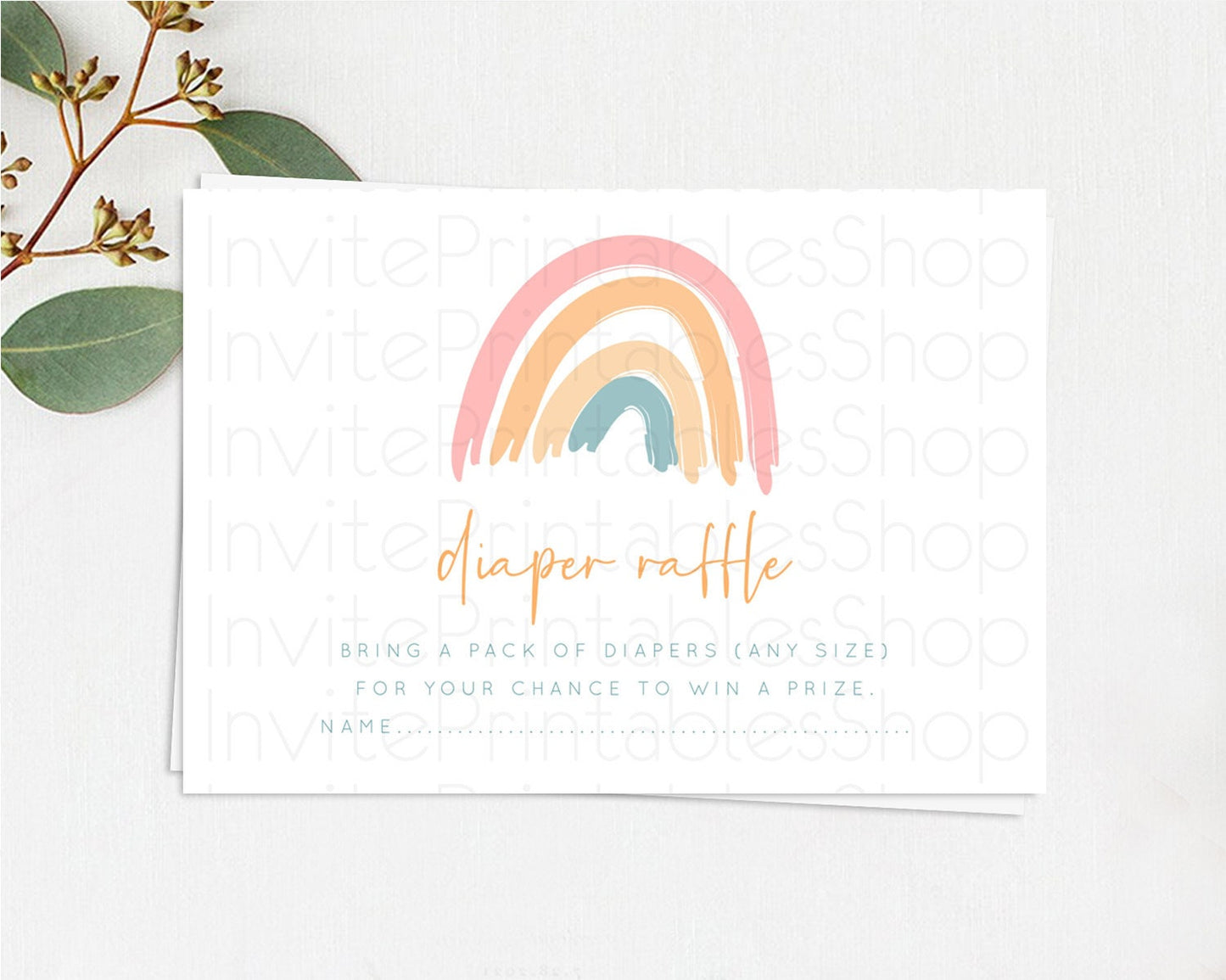 Editable Pastel Rainbow Diaper Raffle Card Boho Rainbow Diaper Insert Boho R