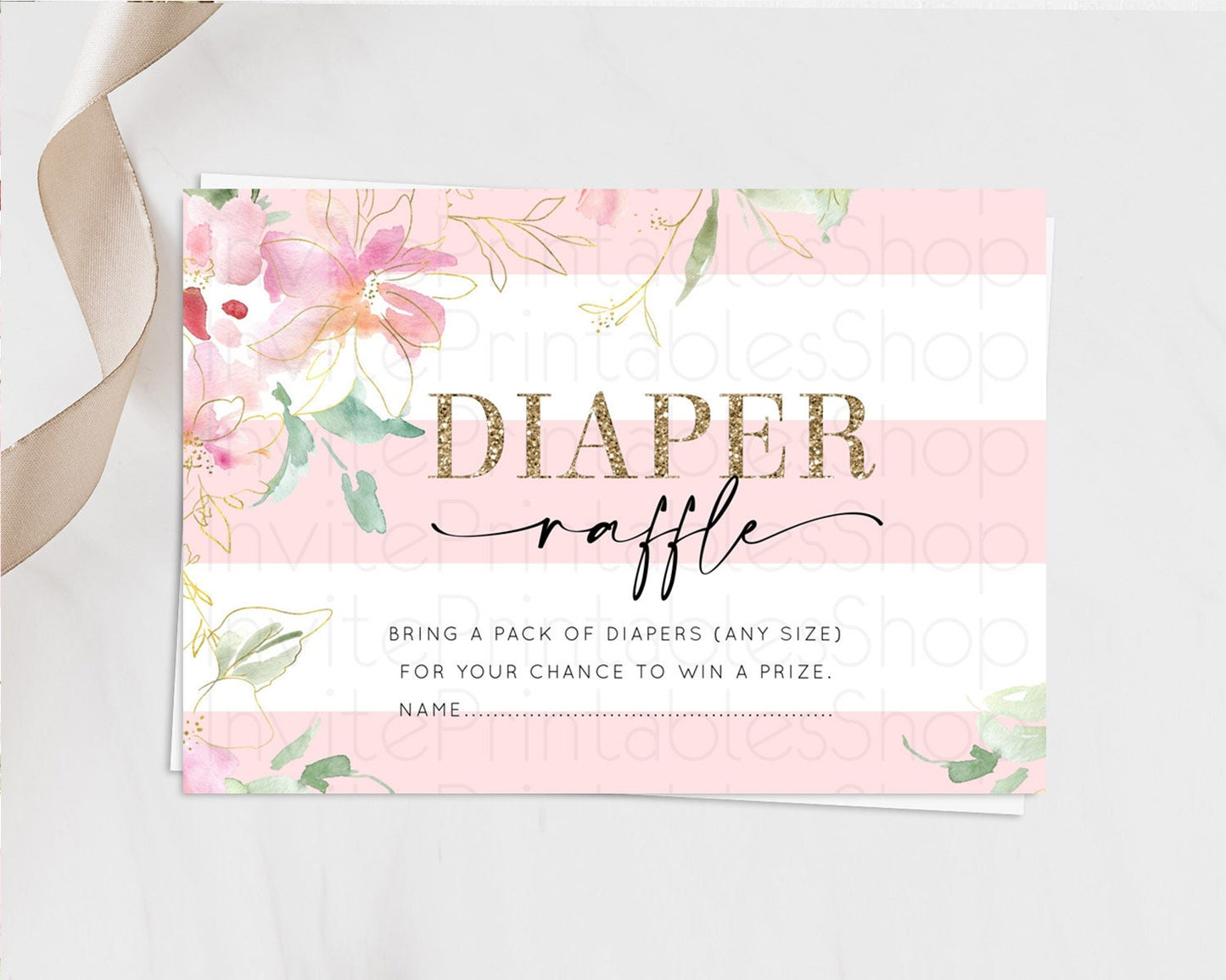 Secret Garden Diaper Raffle Card Boho Wildflower Diaper Raffle Insert Pastel Flower Garden Baby Shower Card Flower Raffle Game D10301