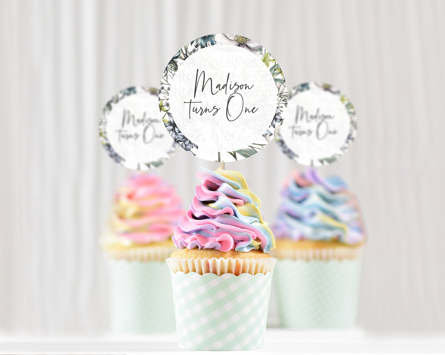 Secret Garden Cupcake Toppers Wildflower Cupcake Toppers Pastel Flowers Cupcake Toppers Enchanted Garden Boho Floral First Birthday D10501