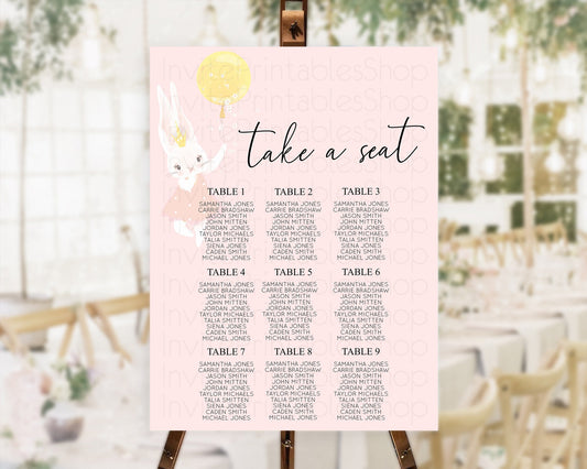 Editable Bunny Seating Chart Pastel Bunny Seating Chart Bunny Balloon Seatin