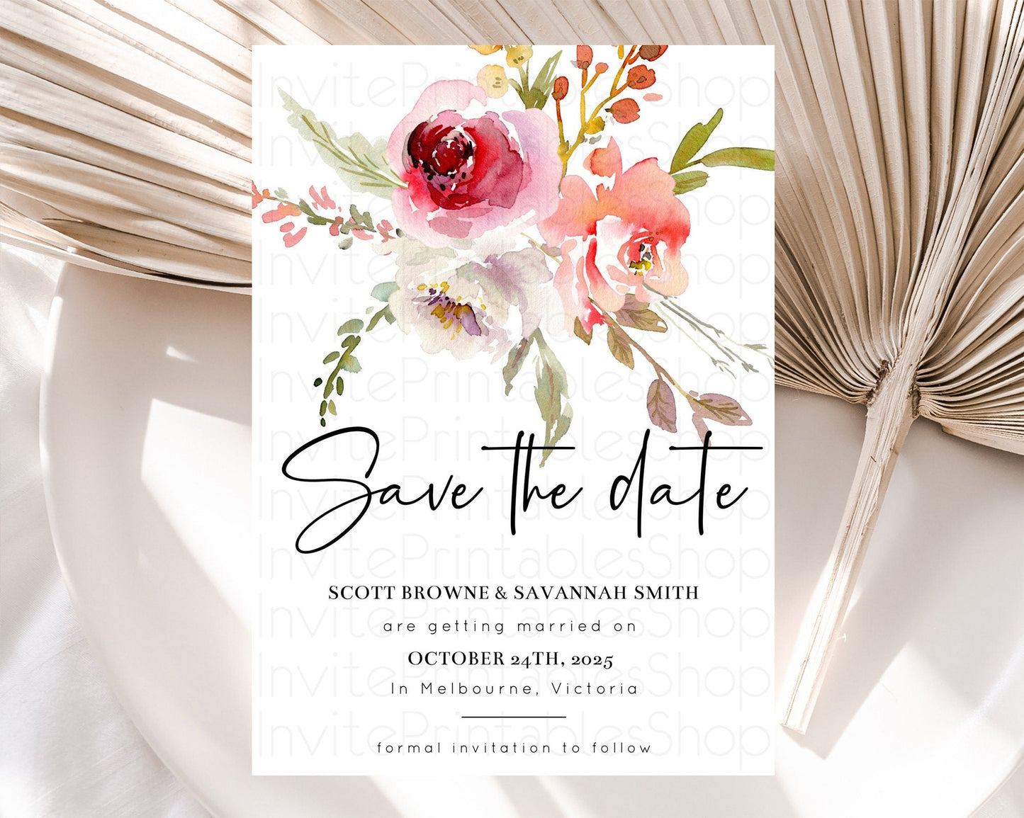 Wildflower Save The Date Template Secret Garden Save The Date Pastel Floral Garden Party Boho Flowers Birthday Baby Shower Wedding D10243