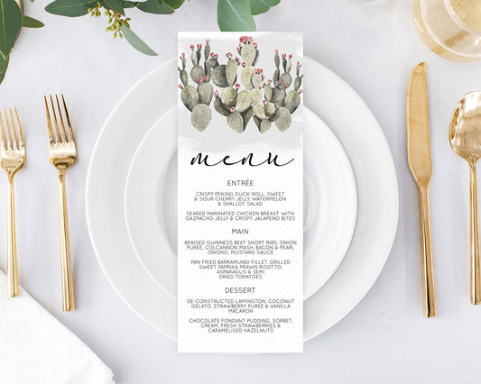 Editable Prickly Pear Menu Template Prickly Pear Menu Cactus Table Decor Tro