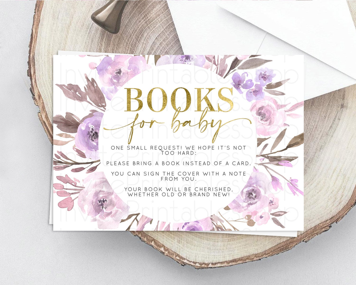 Editable Secret Garden Books For Baby Card Boho Wildflower Book Insert Paste