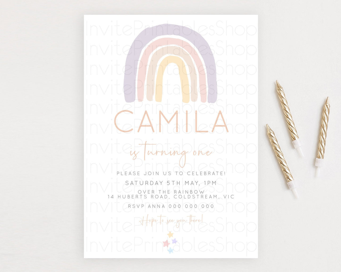 Pastel Rainbow Birthday Invitation Pastel Rainbow Invitation Rainbow Invitation Pastel Invitation Boho Rainbow 1st First Birthday D23096