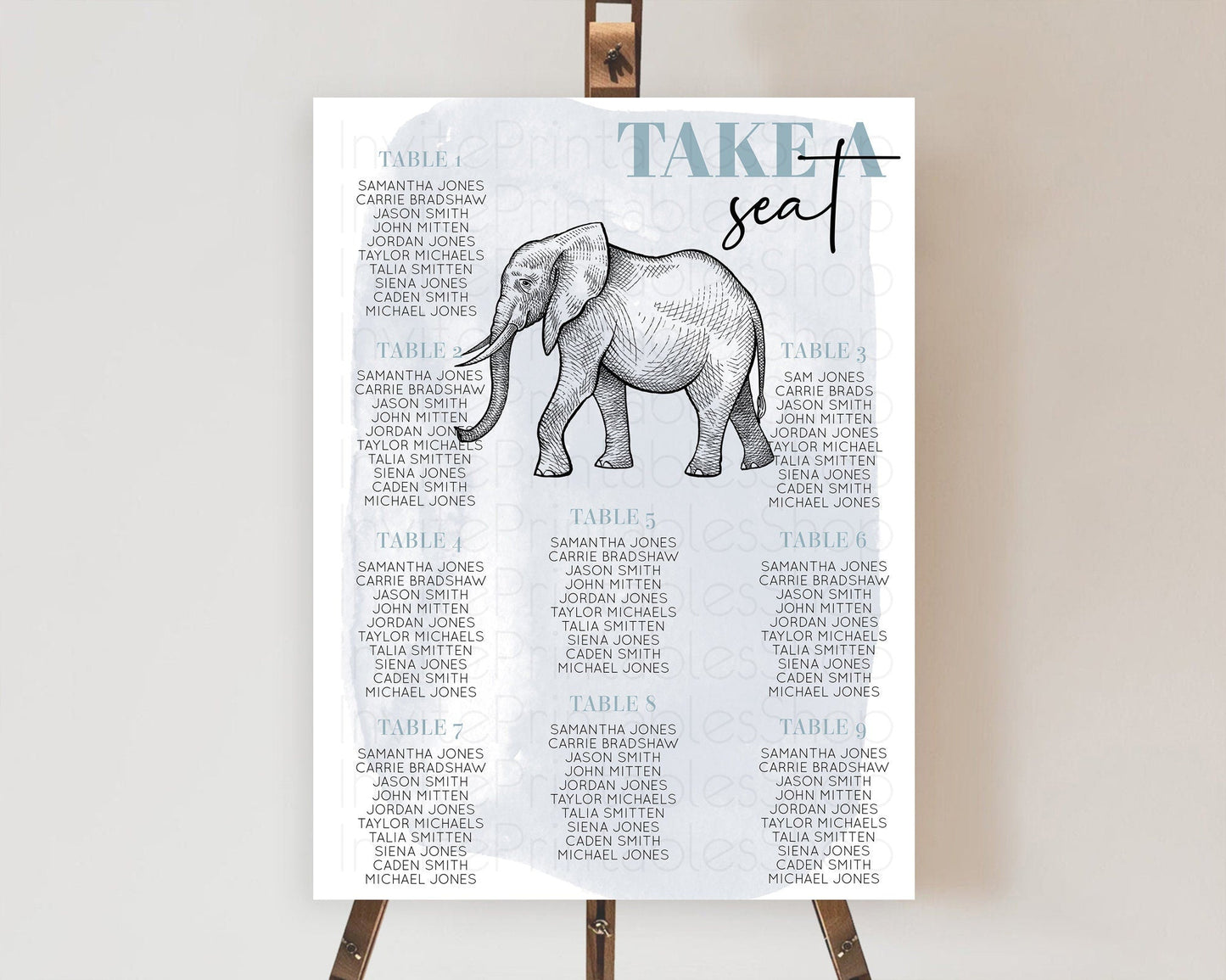 Elephant Seating Chart Elephant Seating Sign Elephant Party Safari Adventure Elephant Take A Seat Elephant Decor Zoo Fern Palm Leaf D10811