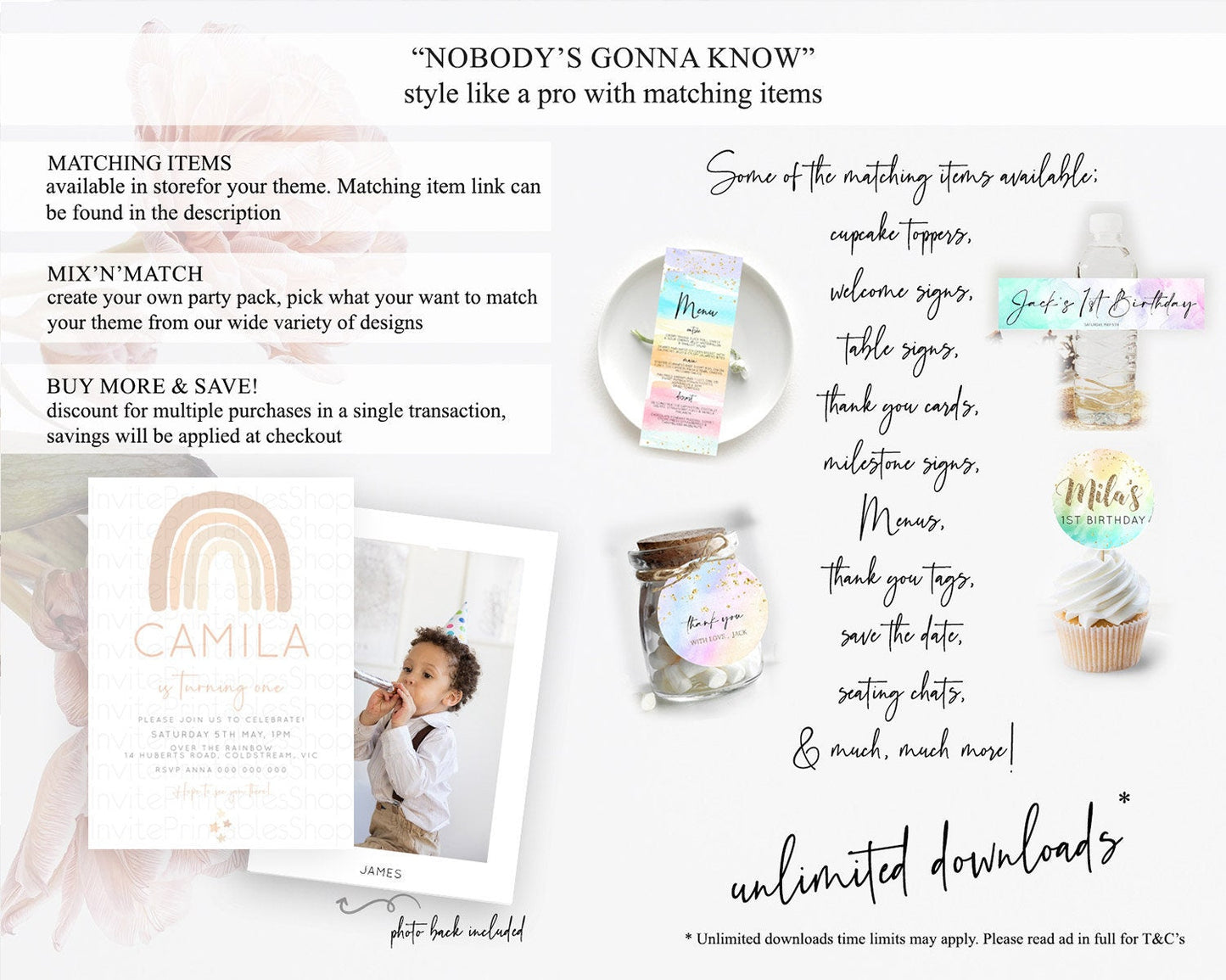 Pastel Rainbow Birthday Invitation Pastel Rainbow Invitation Rainbow Invitation Pastel Invitation Boho Rainbow 1st First Birthday D23104