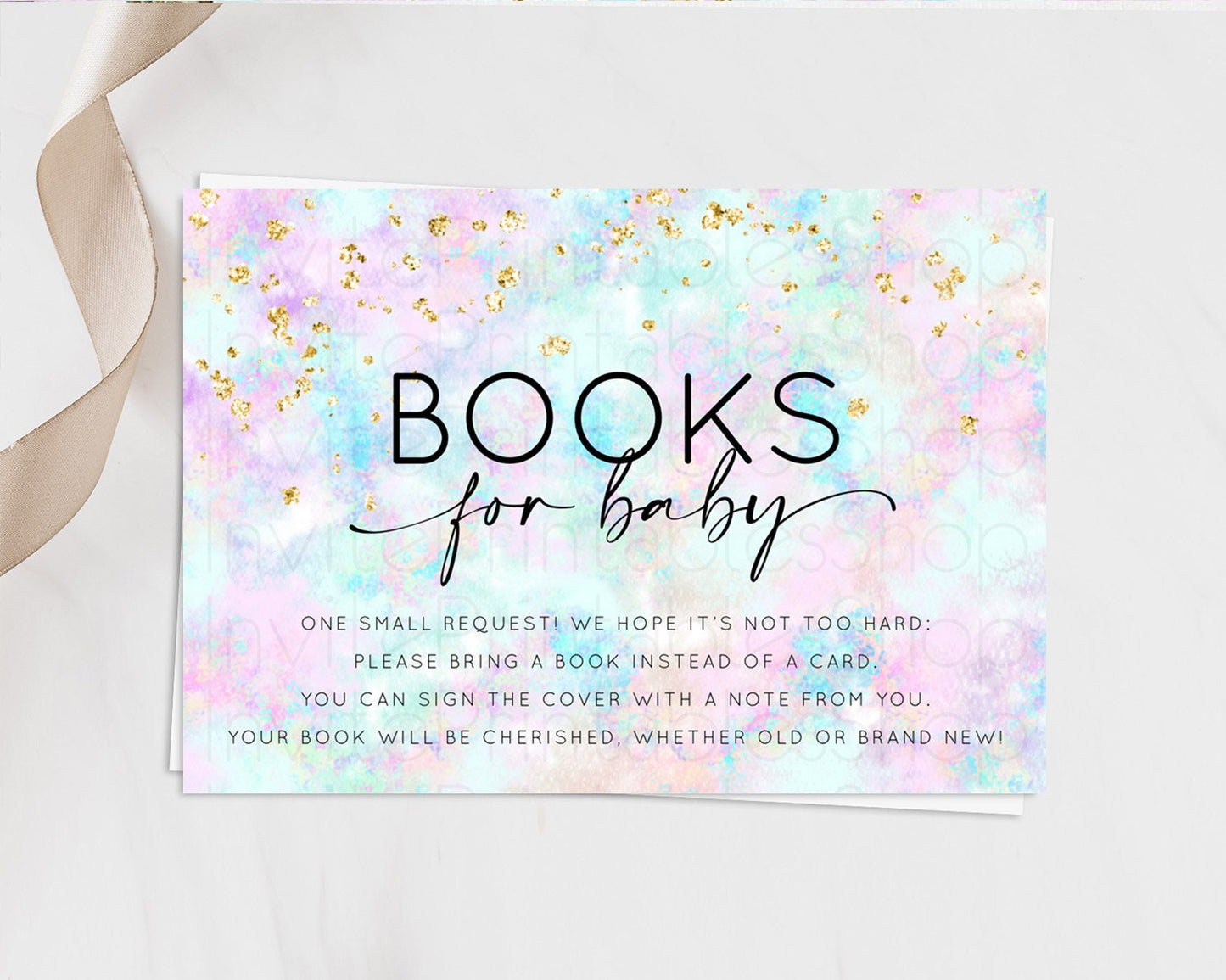 Pastel Books For Baby Card Pastel Rainbow Book Insert Colorful Ombre Watercolor Book Card Confetti Glitter Baby Book Poem Request D10652