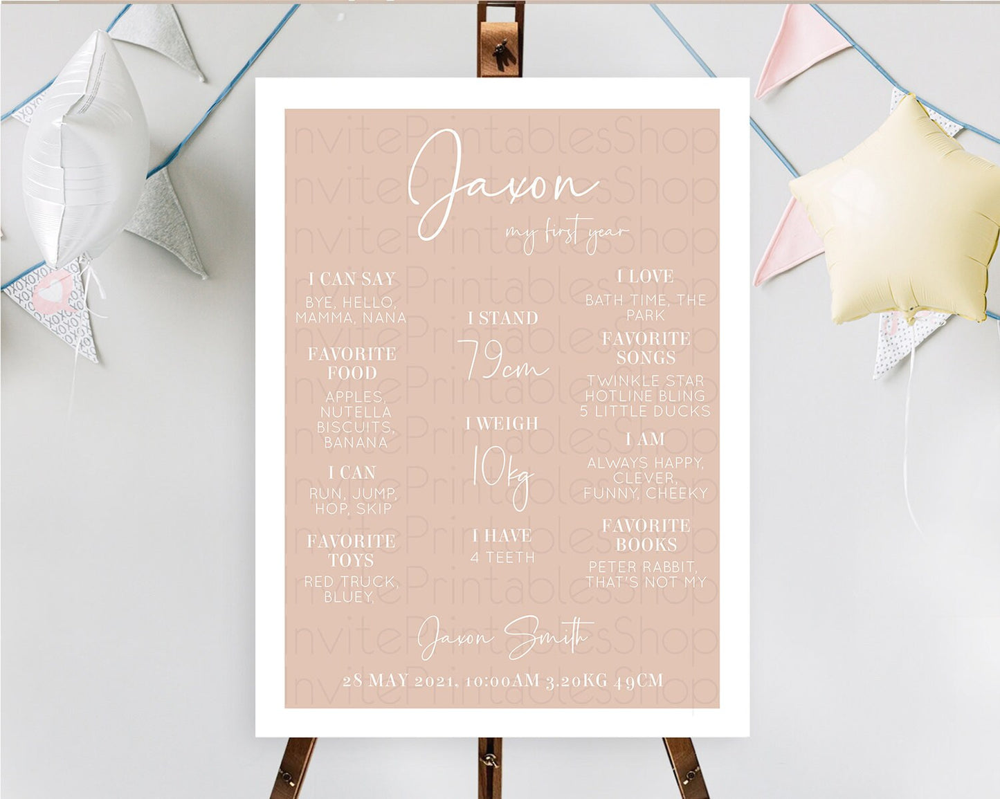 Orange First Birthday Milestone Poster Plain Orange Milestone Board Minimal Pastel Orange Milestone Modern 1st Birthday Welcome Sign D10938