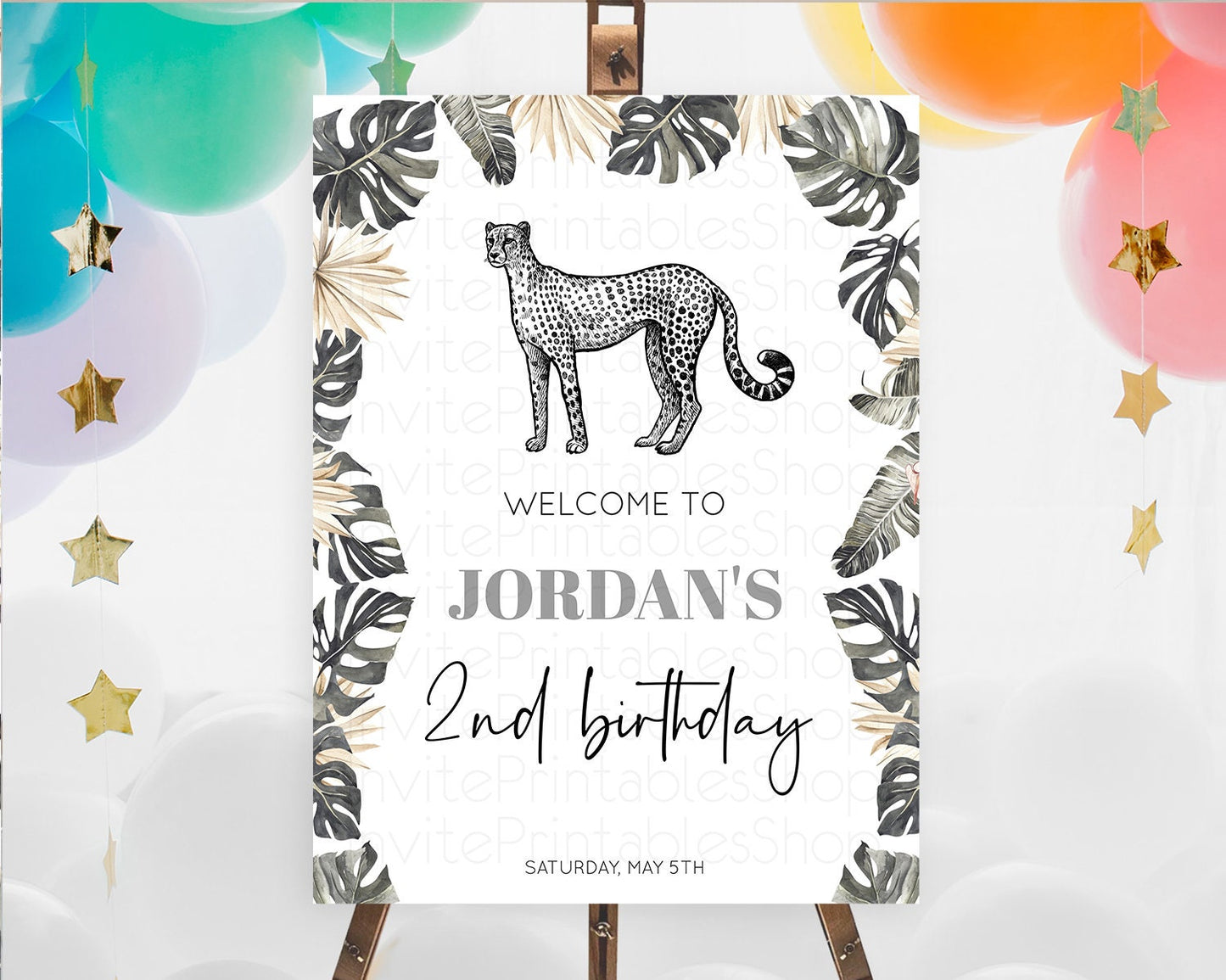 Cheetah Welcome Sign Cheetah Welcome Board Cheetah Party Welcome Poster Safari Adventure Decor Cheetah First Birthday Welcome Sign D10823