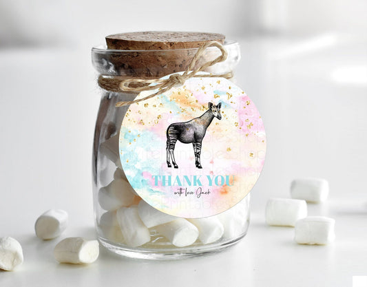 Editable Pastel Okapi Thank You Tags Rainbow Okapi Thank You Gift Tags Rainb