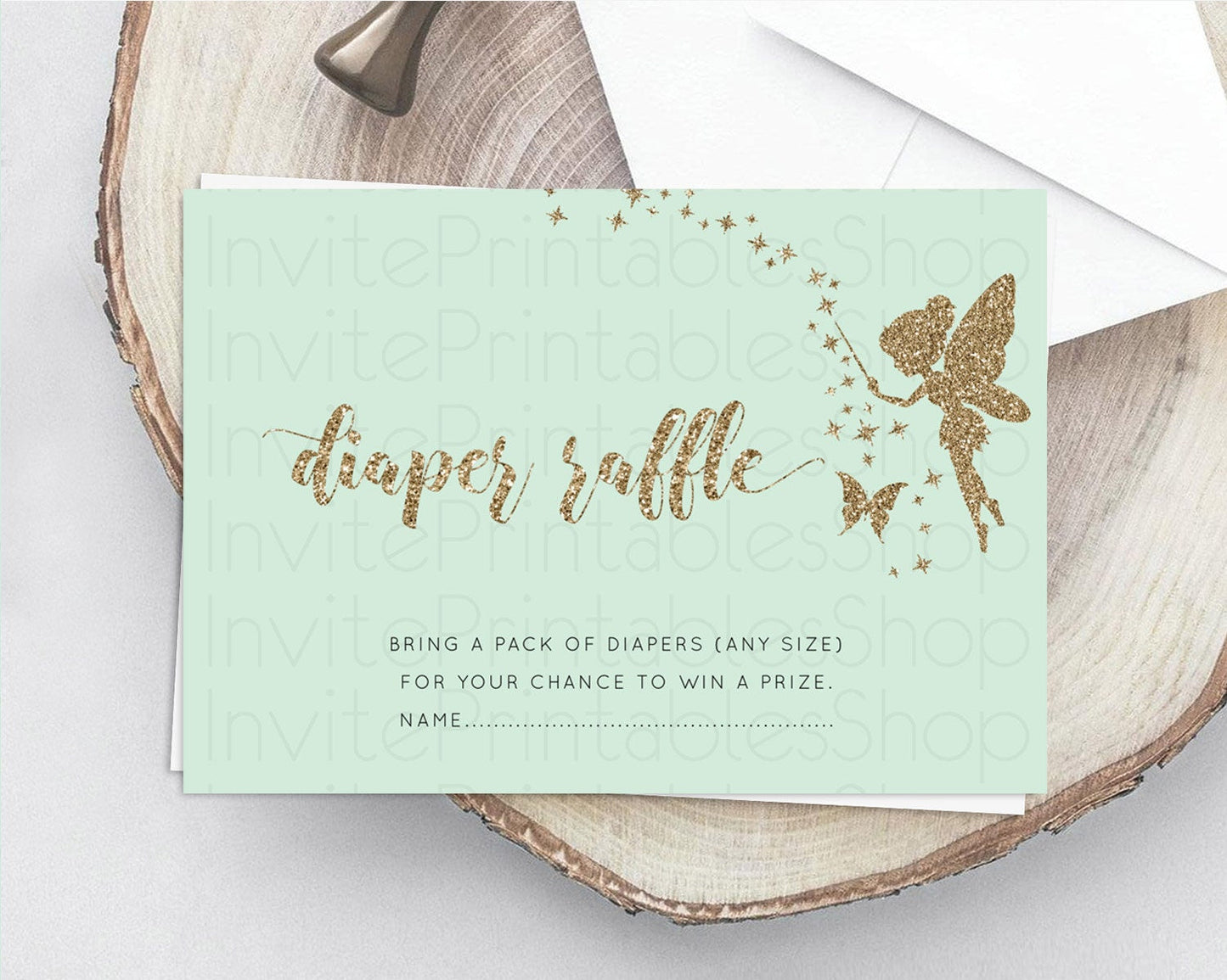 Fairy Diaper Raffle Card Fairy Diaper Insert Enchanted Garden Fairy Diaper Ticket Pastel Floral Butterfly Secret Garden Raffle Game D10908