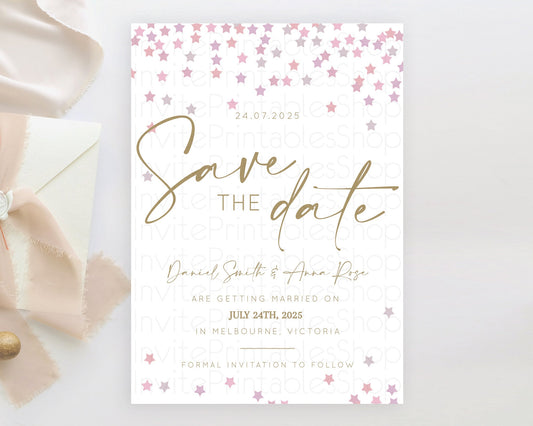 Editable Twinkle Stars Save The Date Template Pastel Twinkle Little Star Par